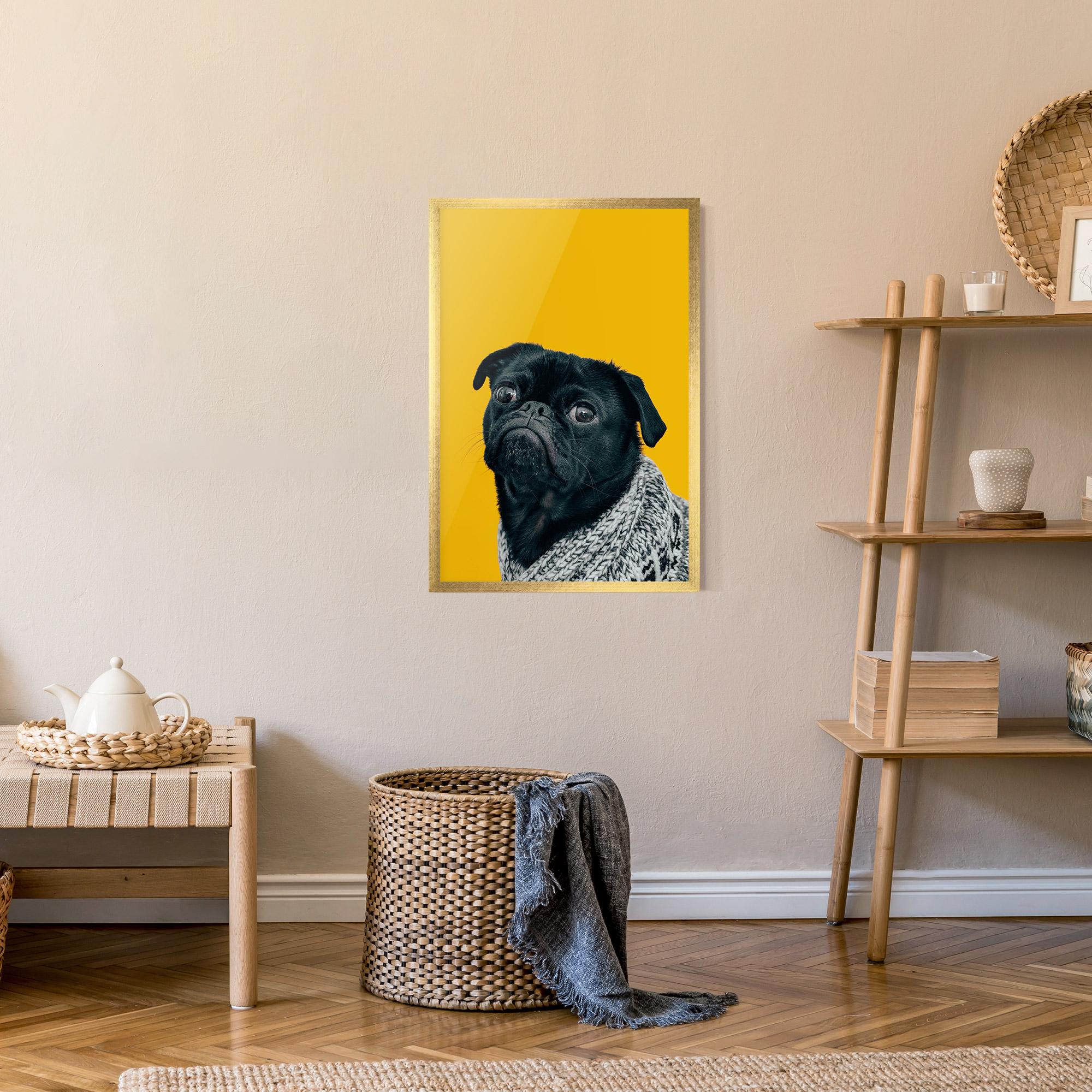 Gerahmte Poster Black Pug mockup 9
