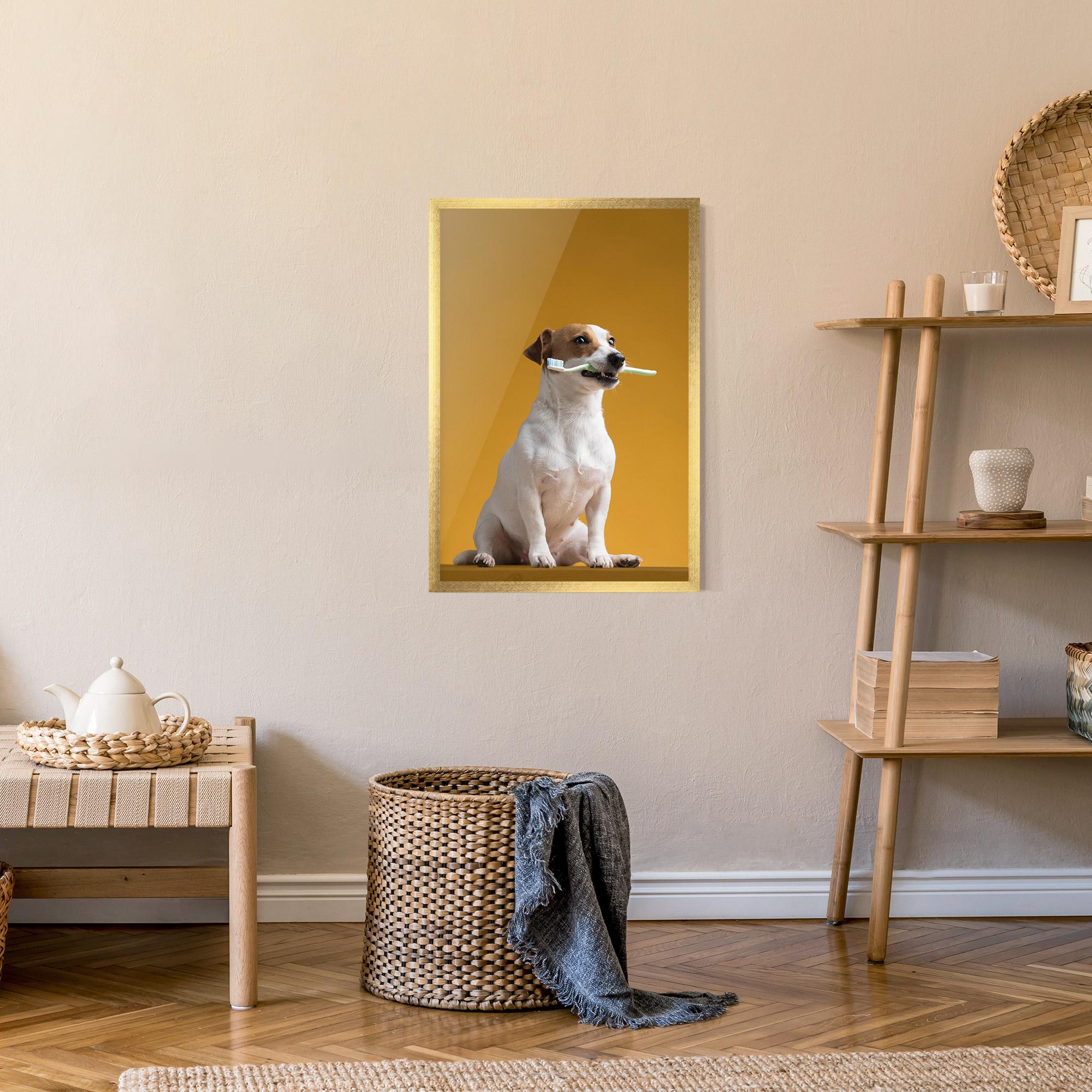 Gerahmte Poster Toothbrush Dog mockup 9