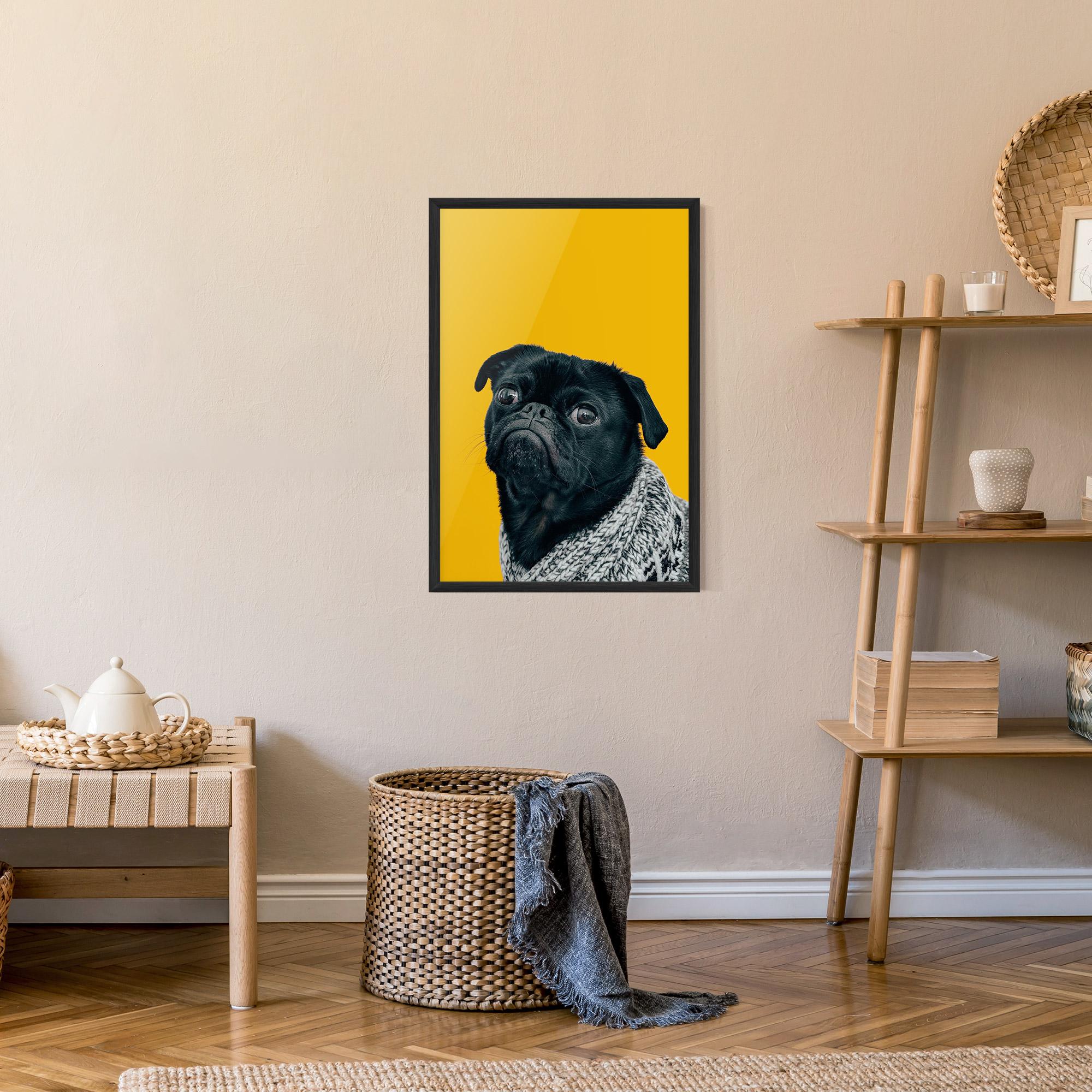 Gerahmte Poster Black Pug mockup 9