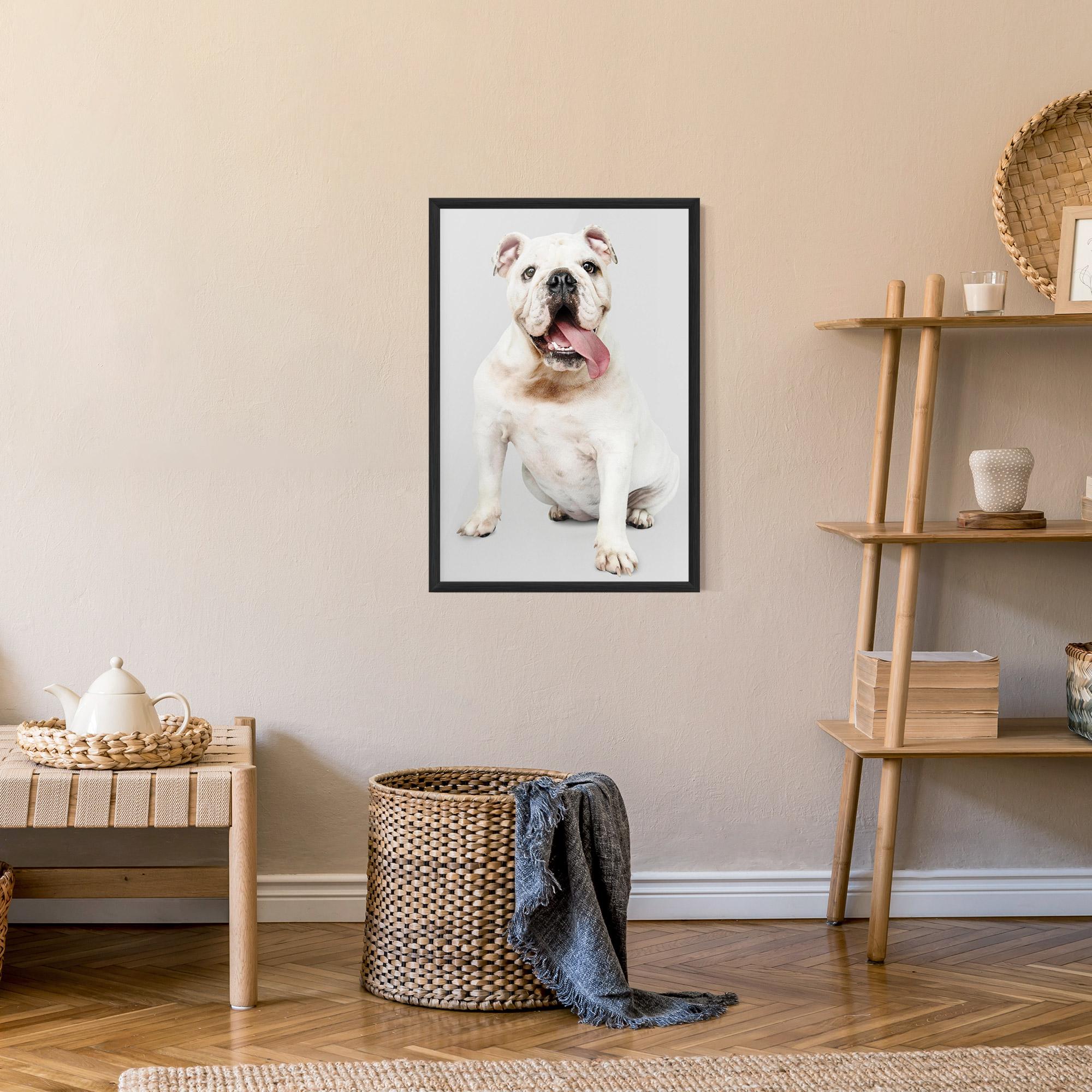 Gerahmte Poster Happy White Dog mockup 9