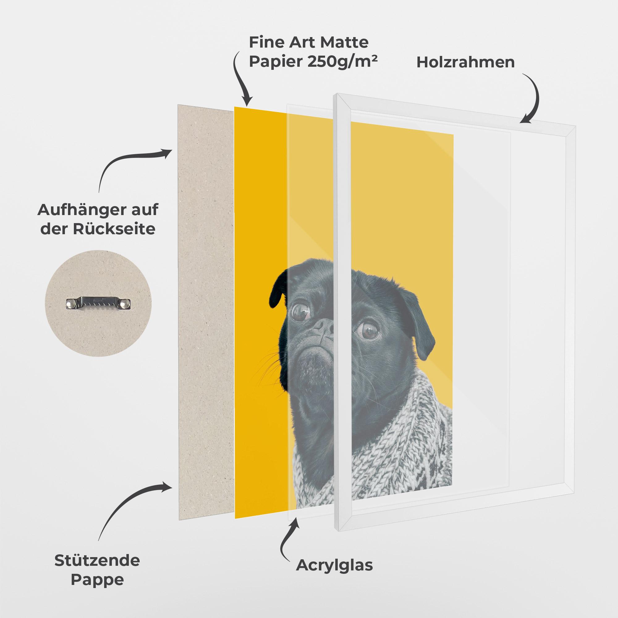 Gerahmte Poster Black Pug mockup 1