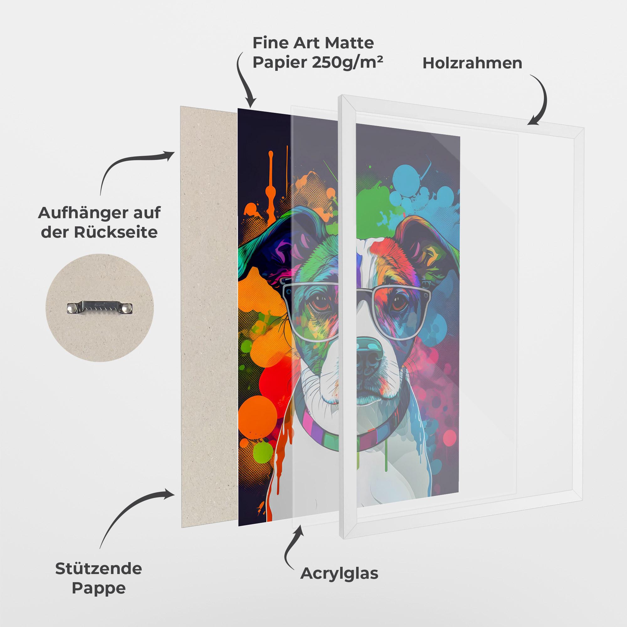 Gerahmte Poster Colorful Dog mockup 1