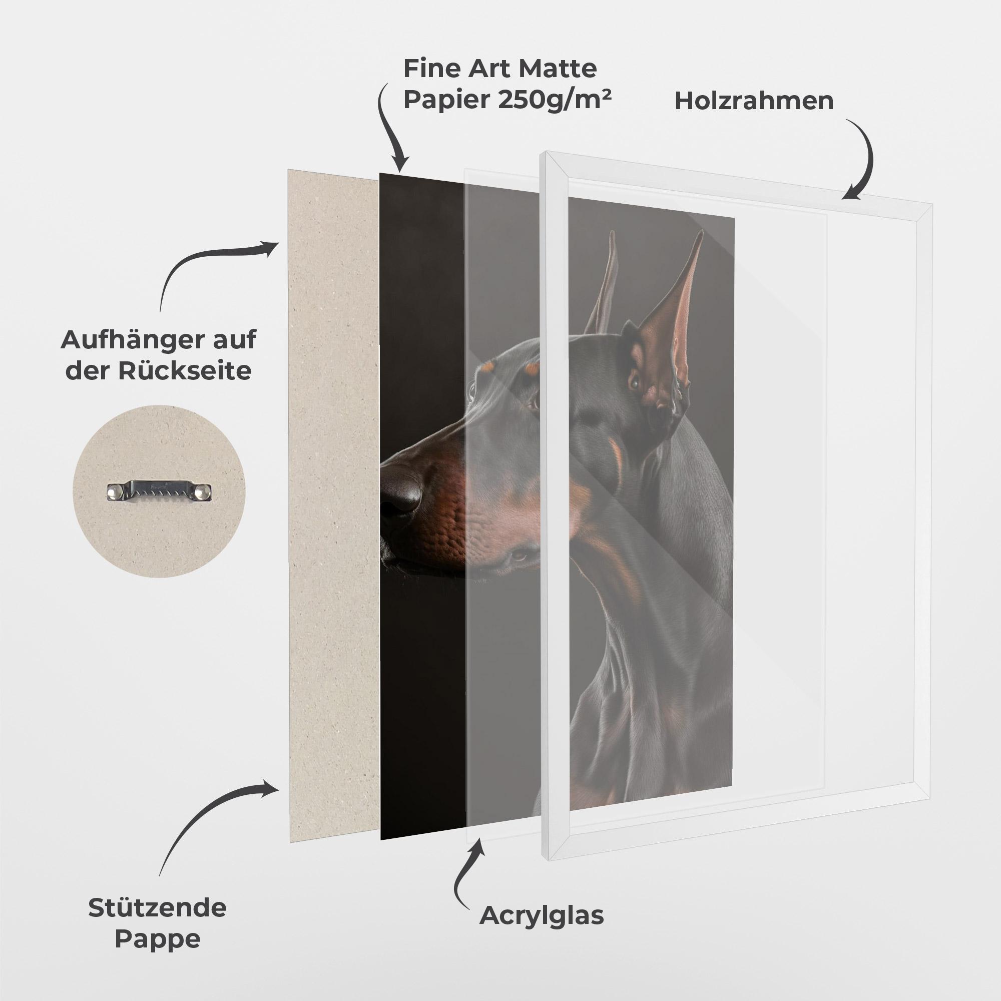 Gerahmte Poster Doberman Dog Portrait mockup 1