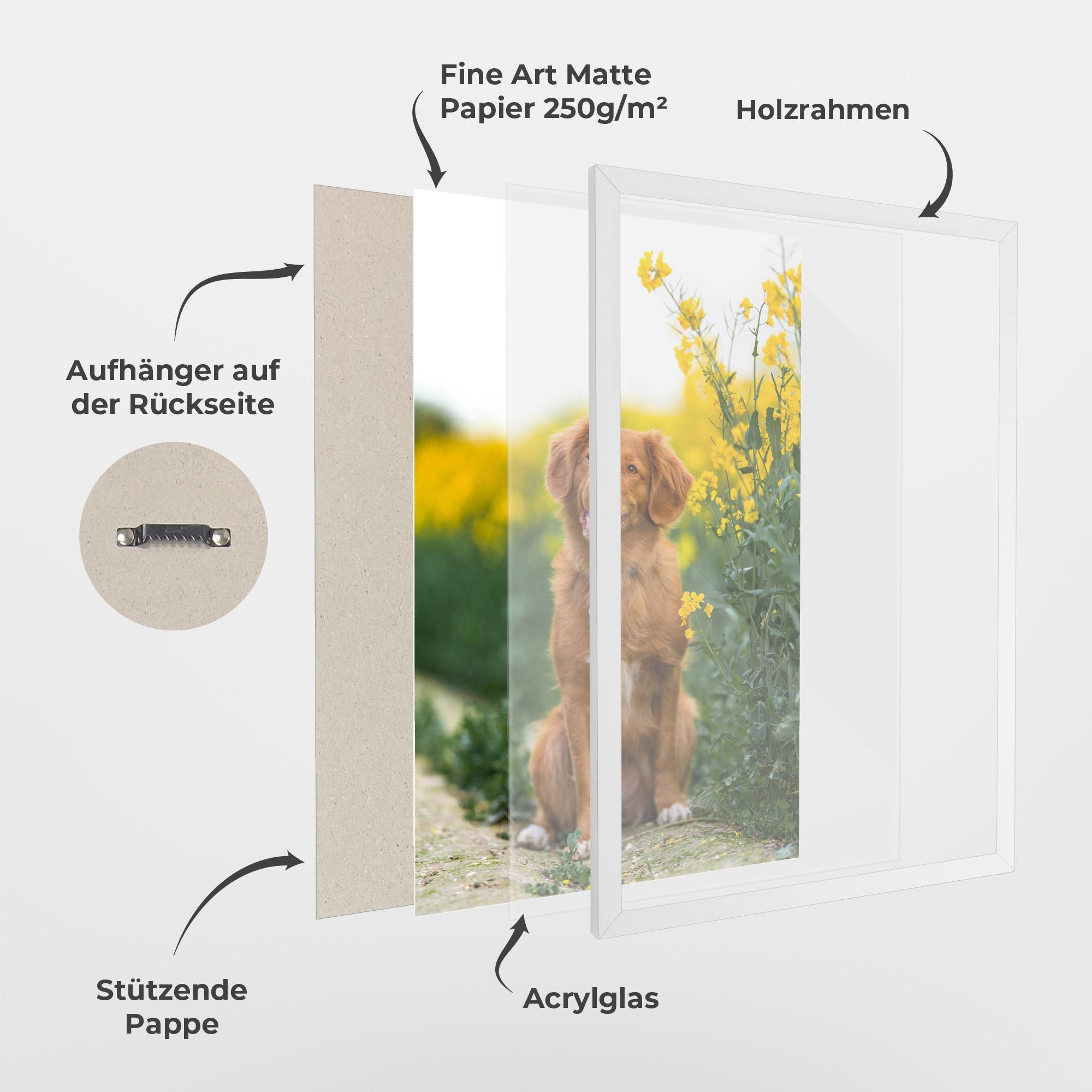 Gerahmte Poster Dog Yellow Flowers mockup 1