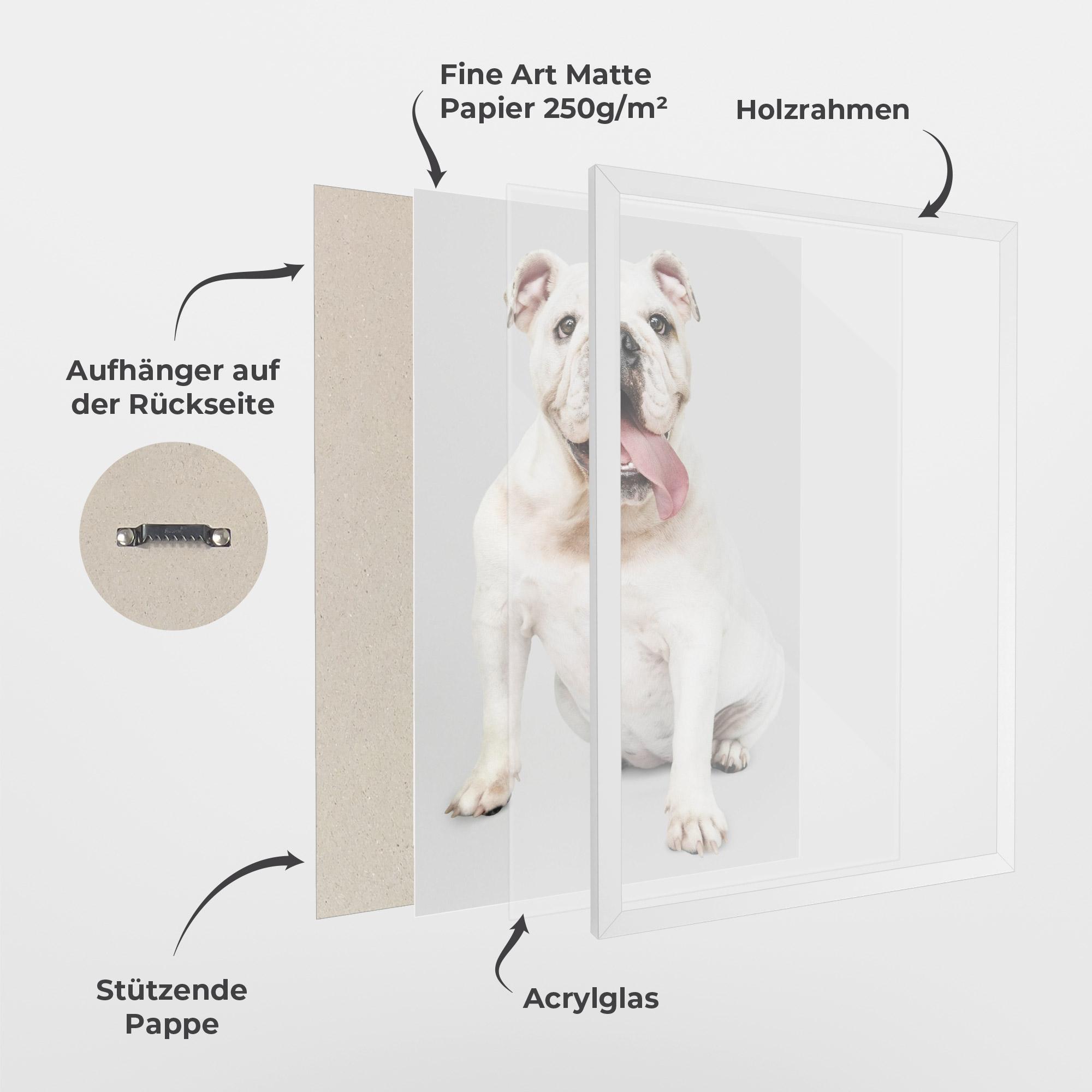 Gerahmte Poster Happy White Dog mockup 1