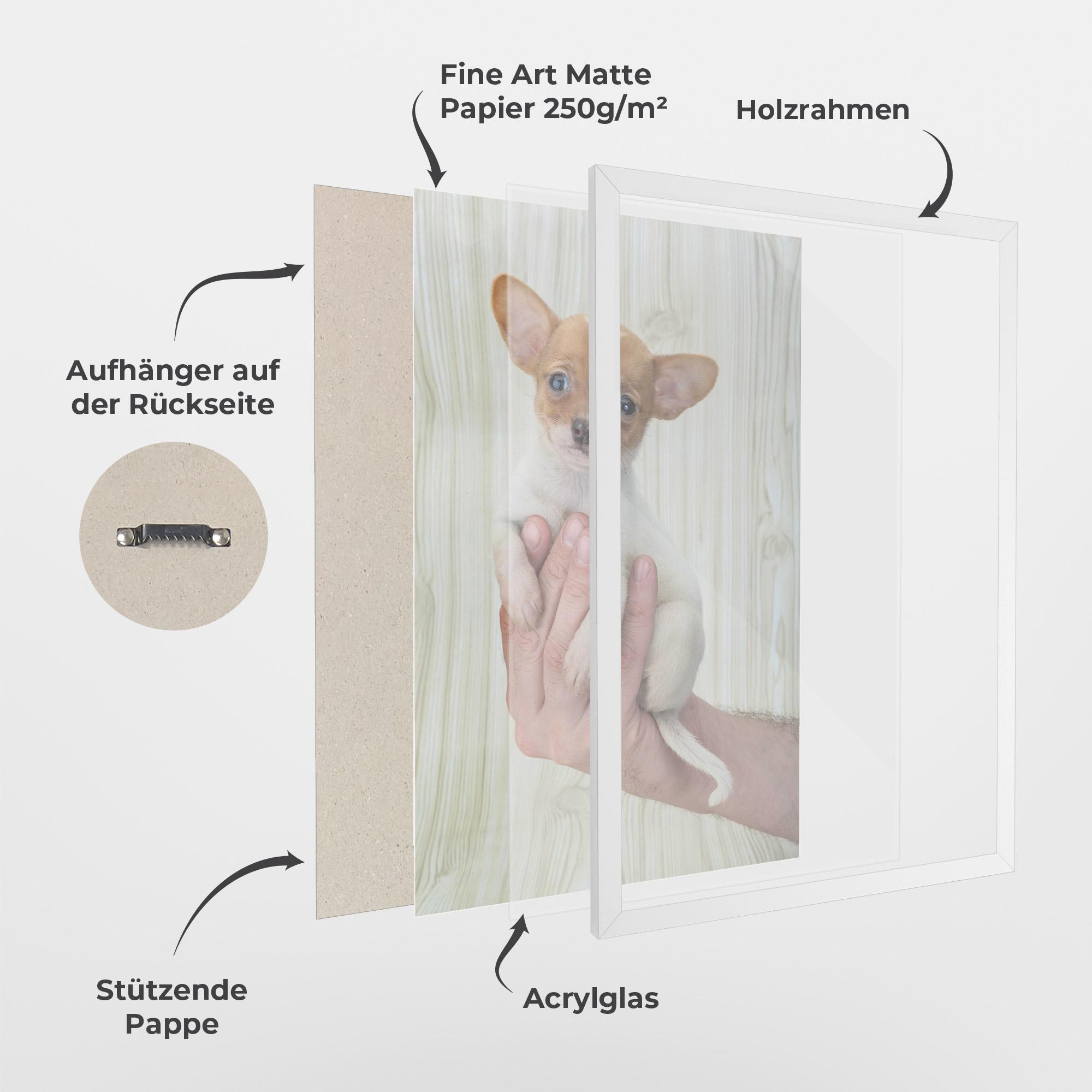 Gerahmte Poster Holding Chihuahua mockup 1