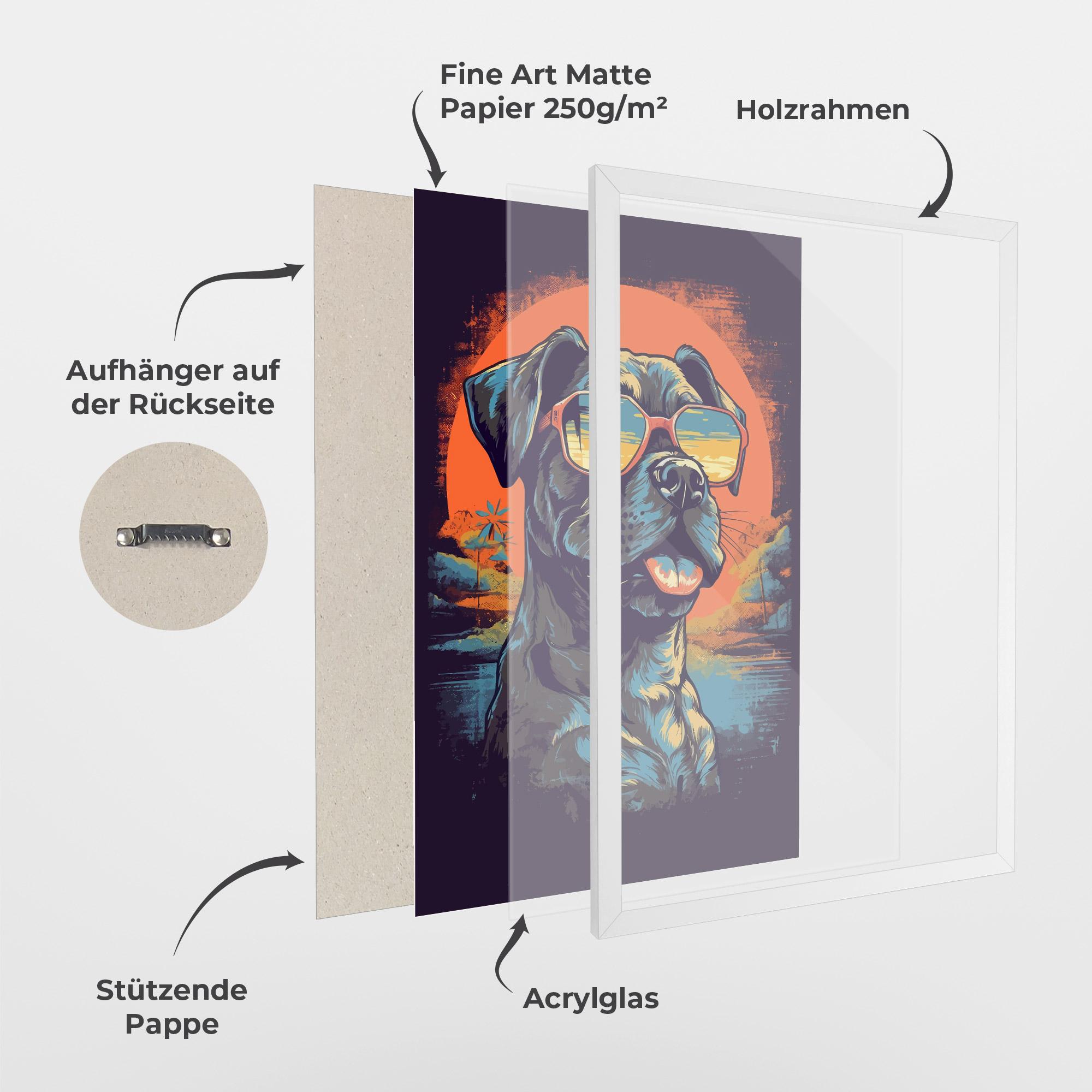 Gerahmte Poster Sunset Dog mockup 1