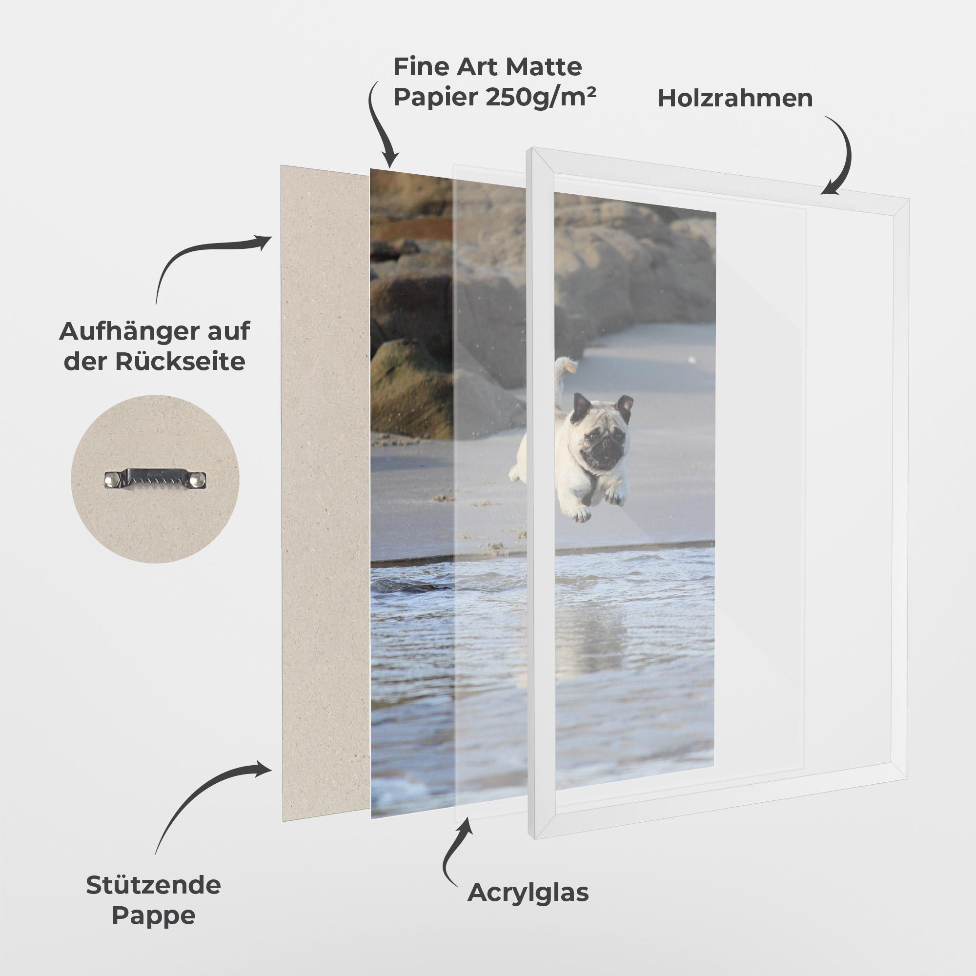 Gerahmte Poster Water Pug mockup 1