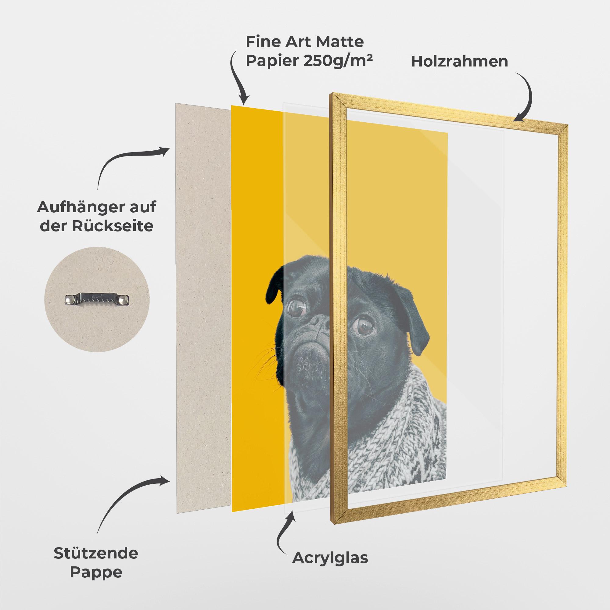 Gerahmte Poster Black Pug mockup 1