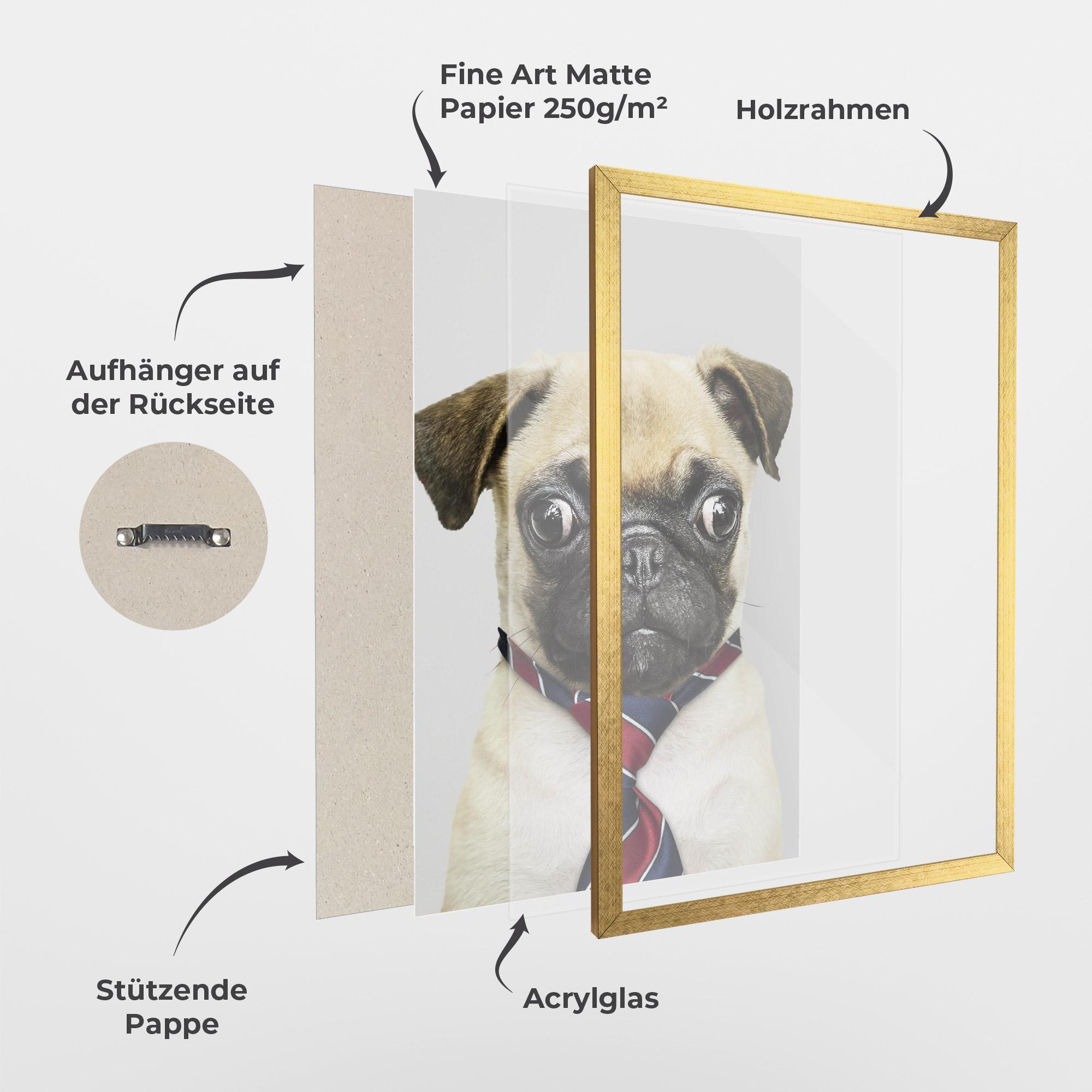Gerahmte Poster Business Pug mockup 1