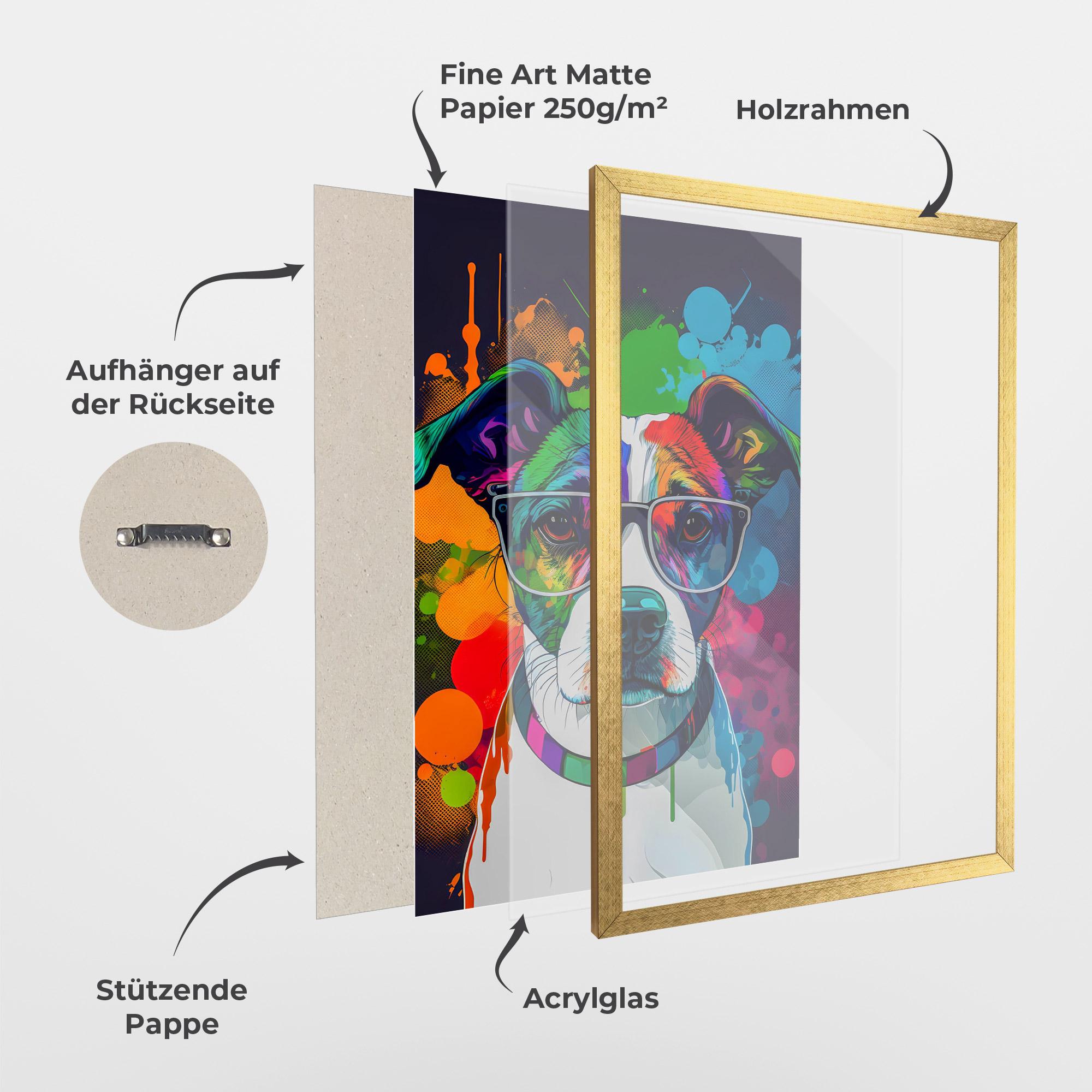 Gerahmte Poster Colorful Dog mockup 1