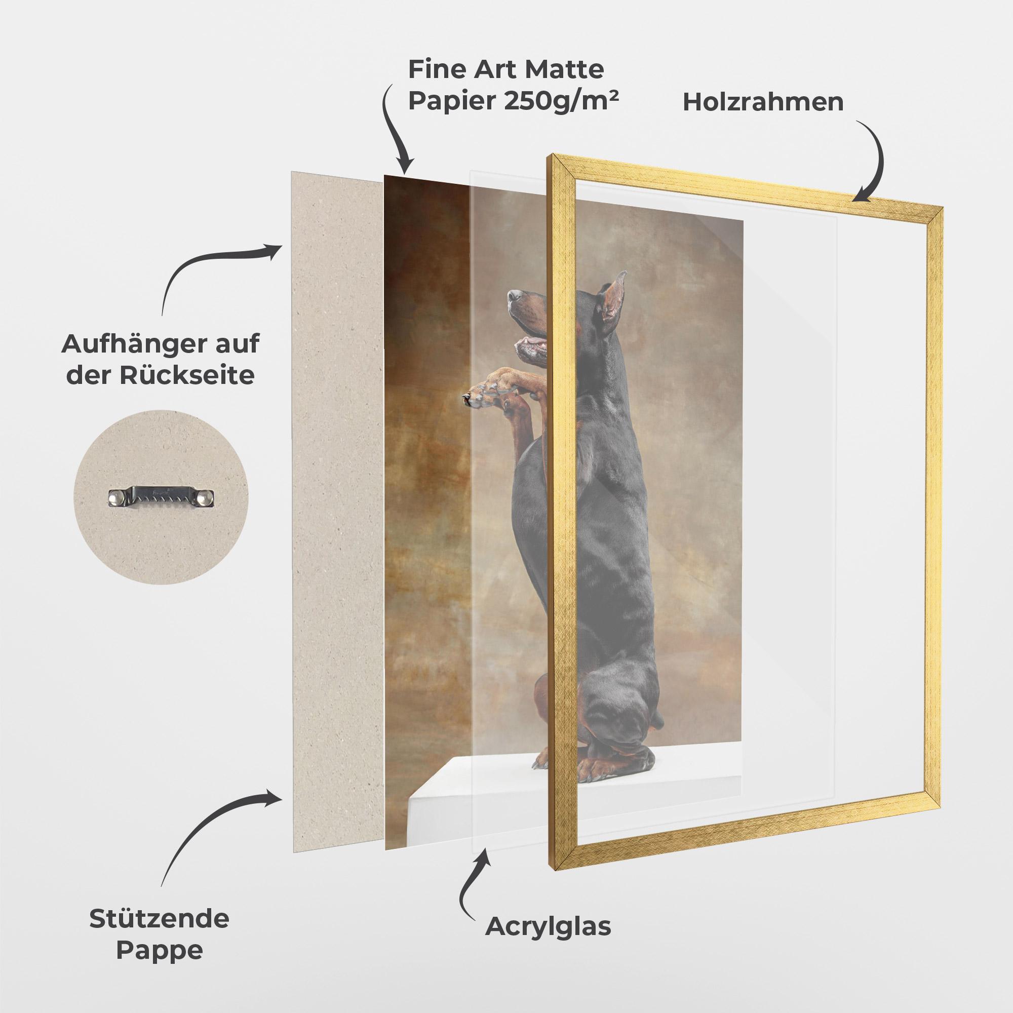 Gerahmte Poster Doberman Standing mockup 1