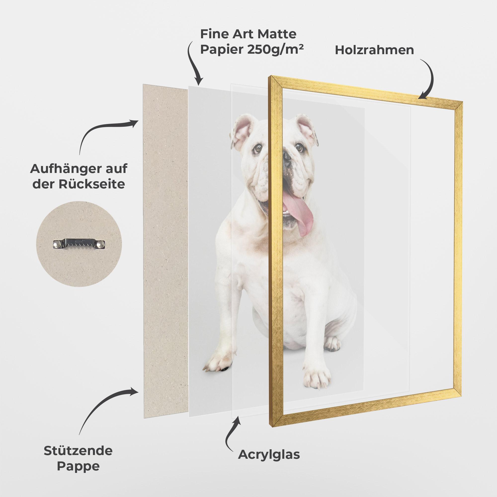 Gerahmte Poster Happy White Dog mockup 1