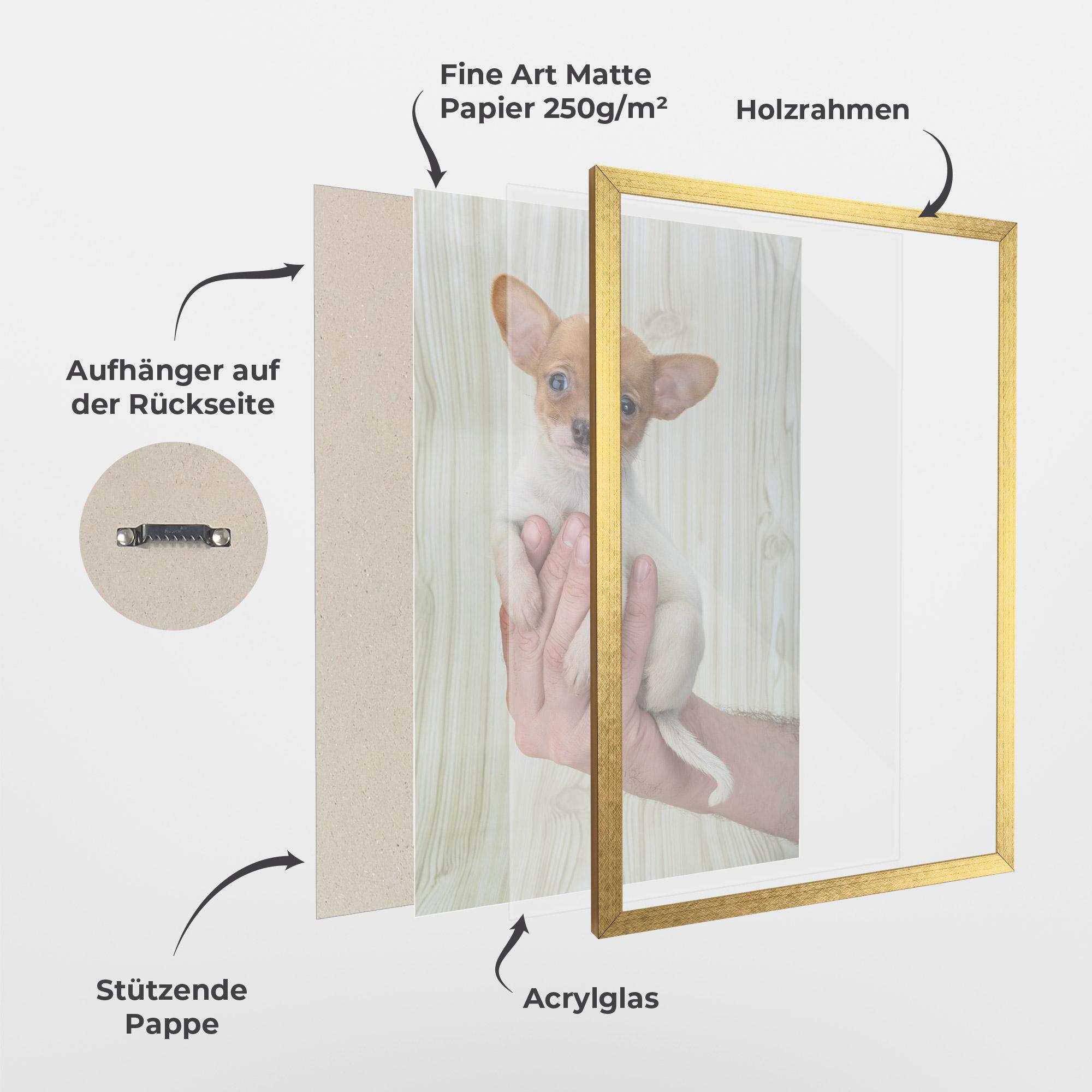 Gerahmte Poster Holding Chihuahua mockup 1