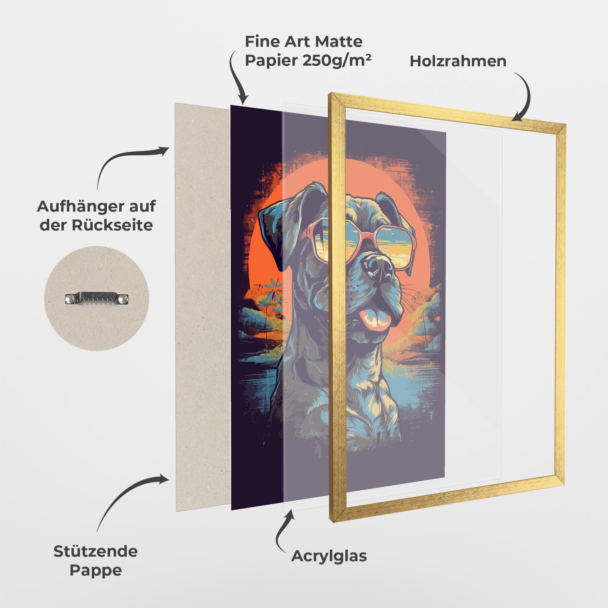 Gerahmte Poster Sunset Dog mockup 1