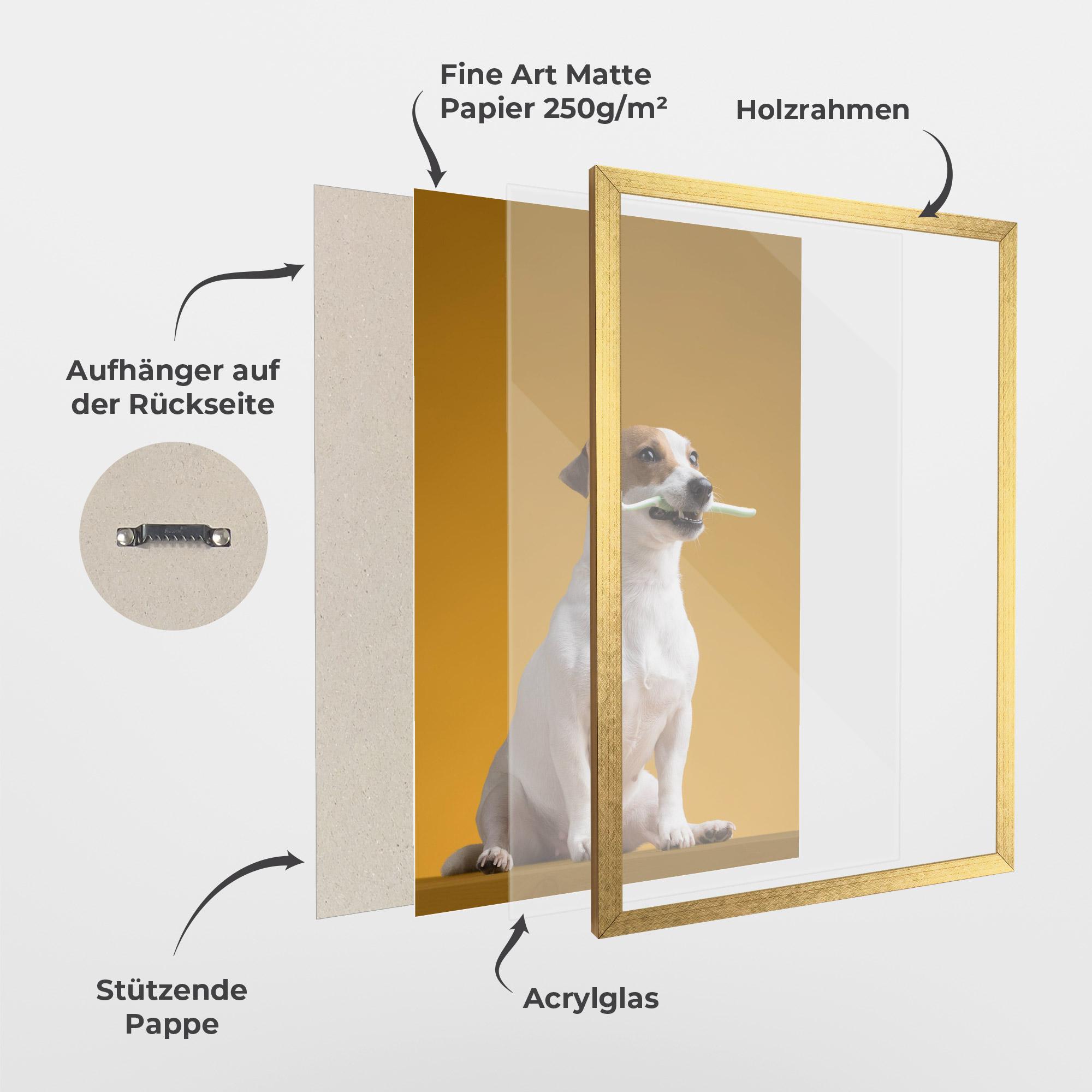 Gerahmte Poster Toothbrush Dog mockup 1