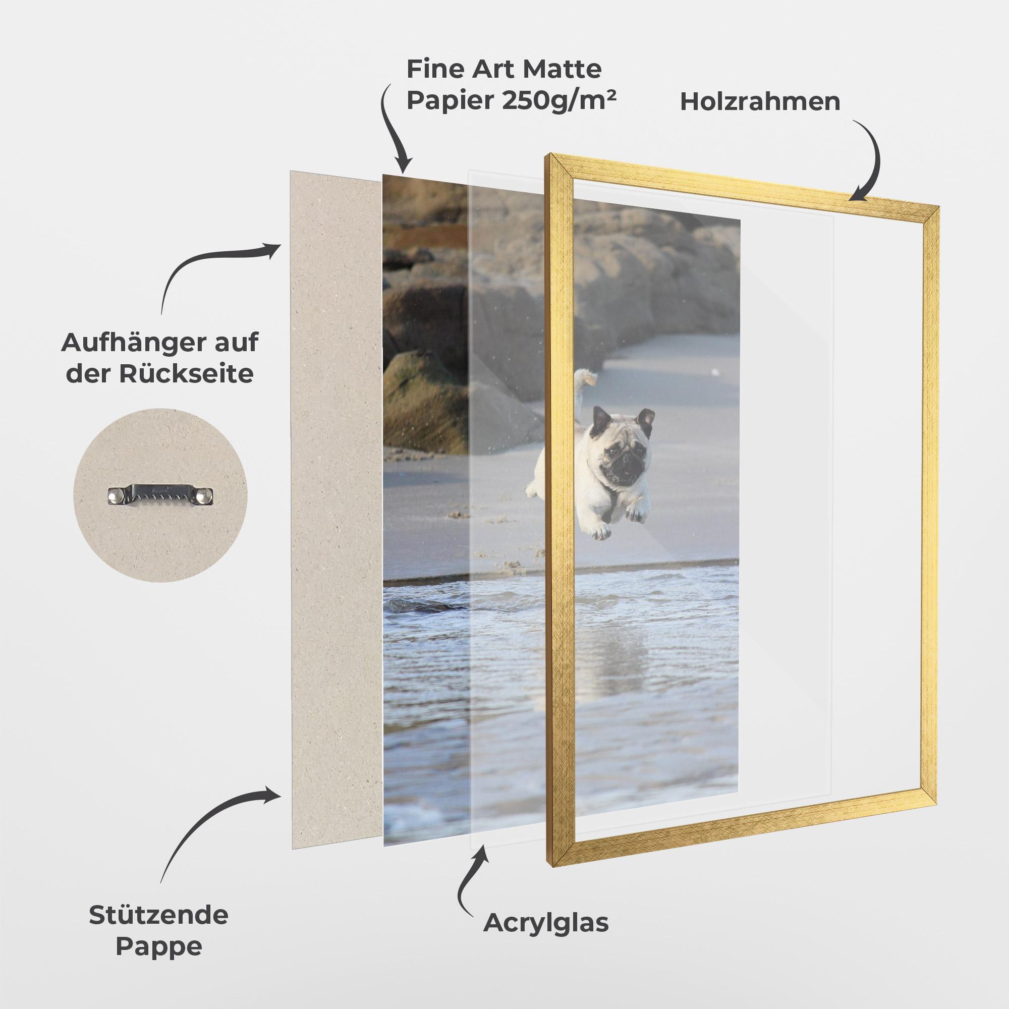 Gerahmte Poster Water Pug mockup 1