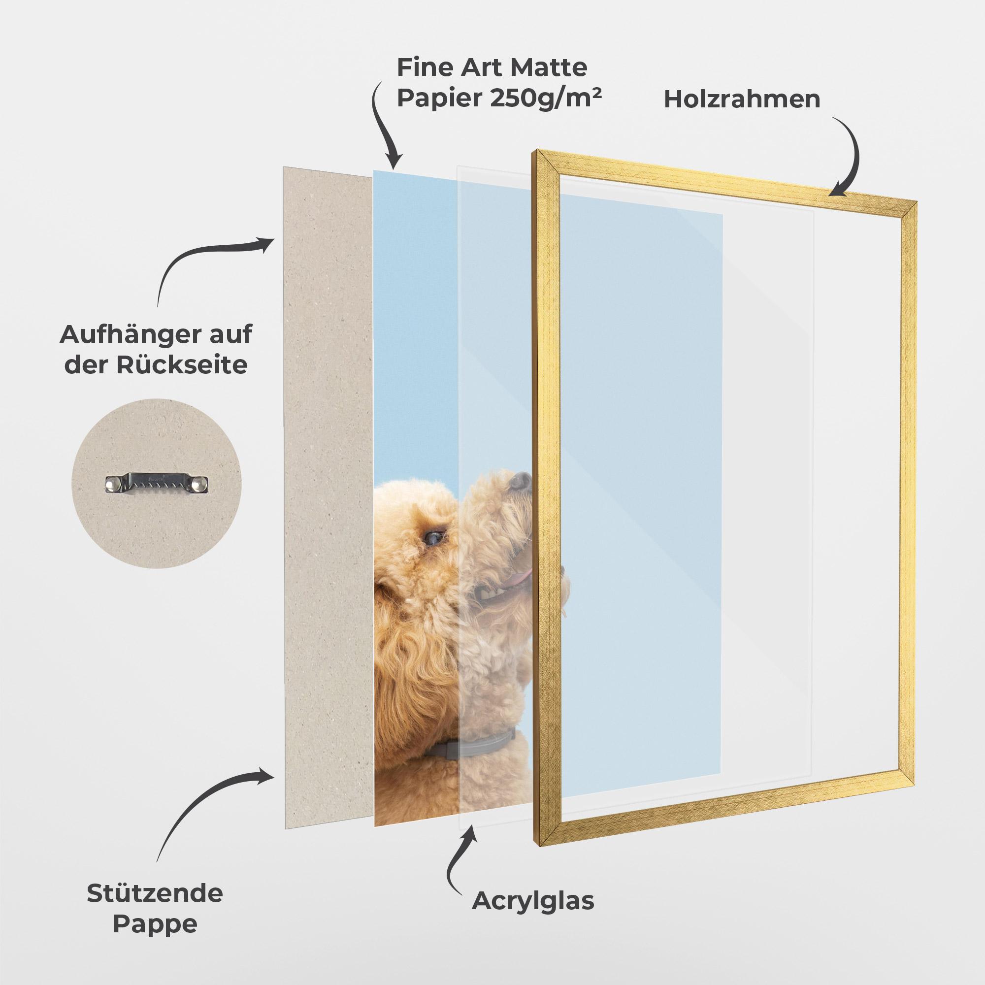 Gerahmte Poster Yellow Cute Dog mockup 1