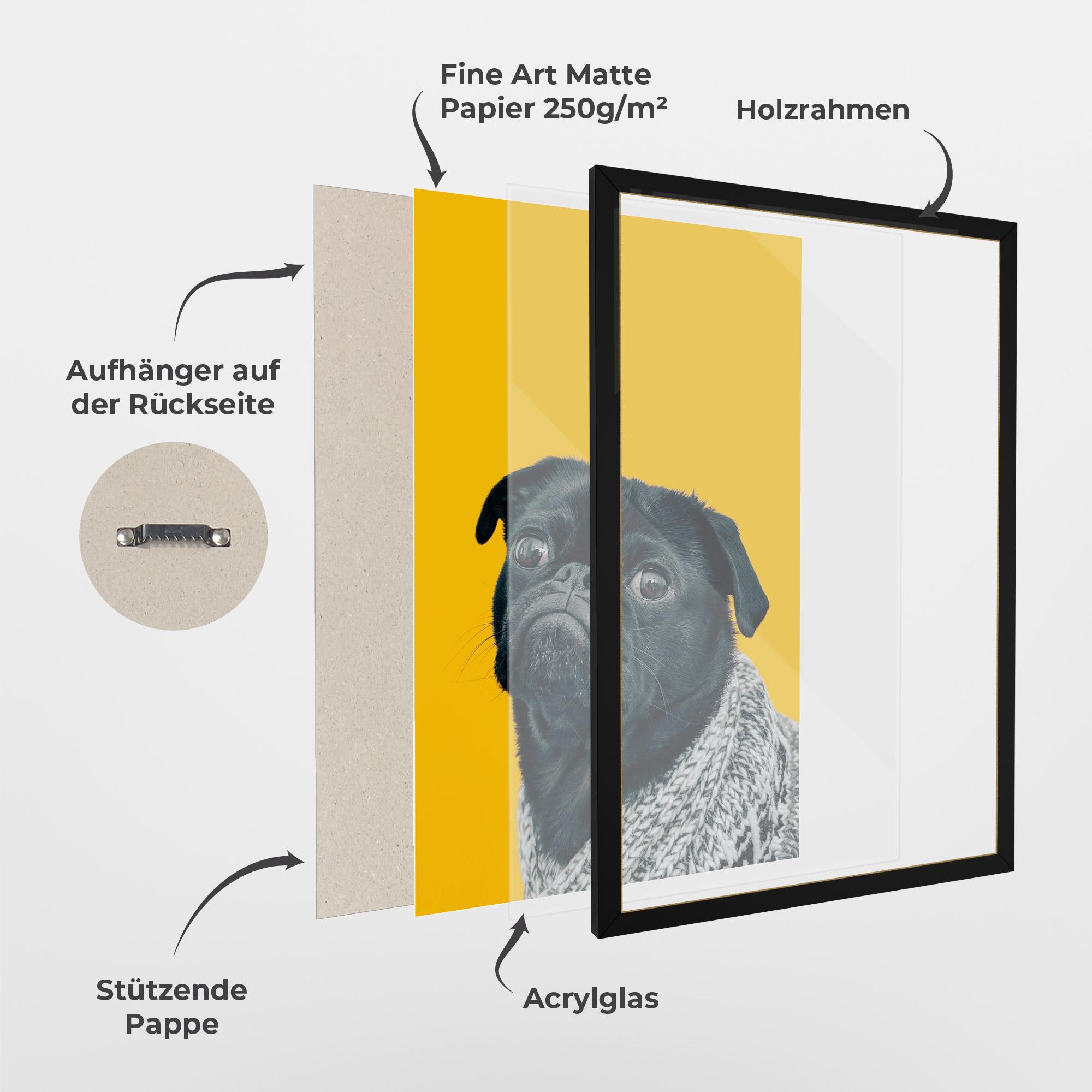 Gerahmte Poster Black Pug mockup 1