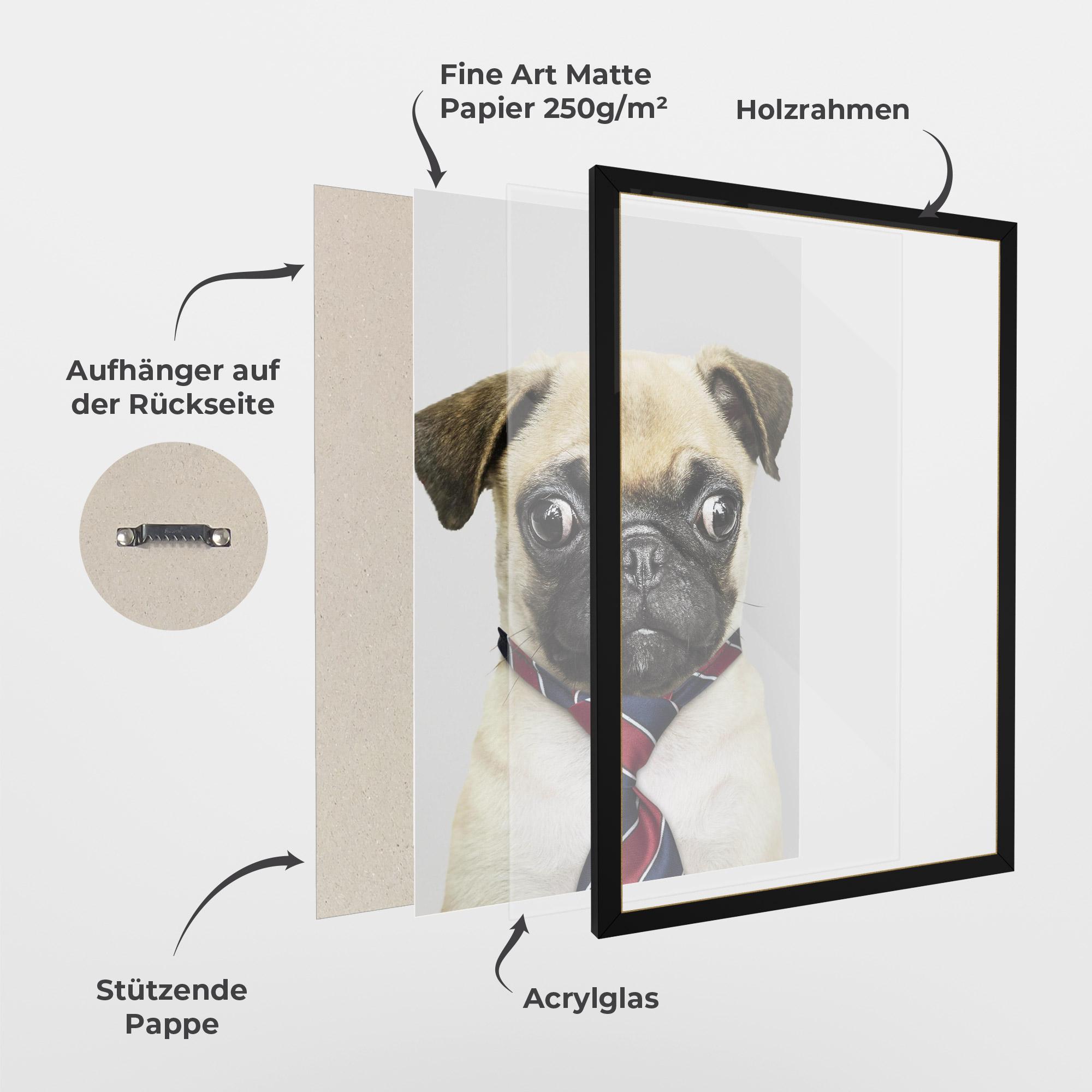 Gerahmte Poster Business Pug mockup 1