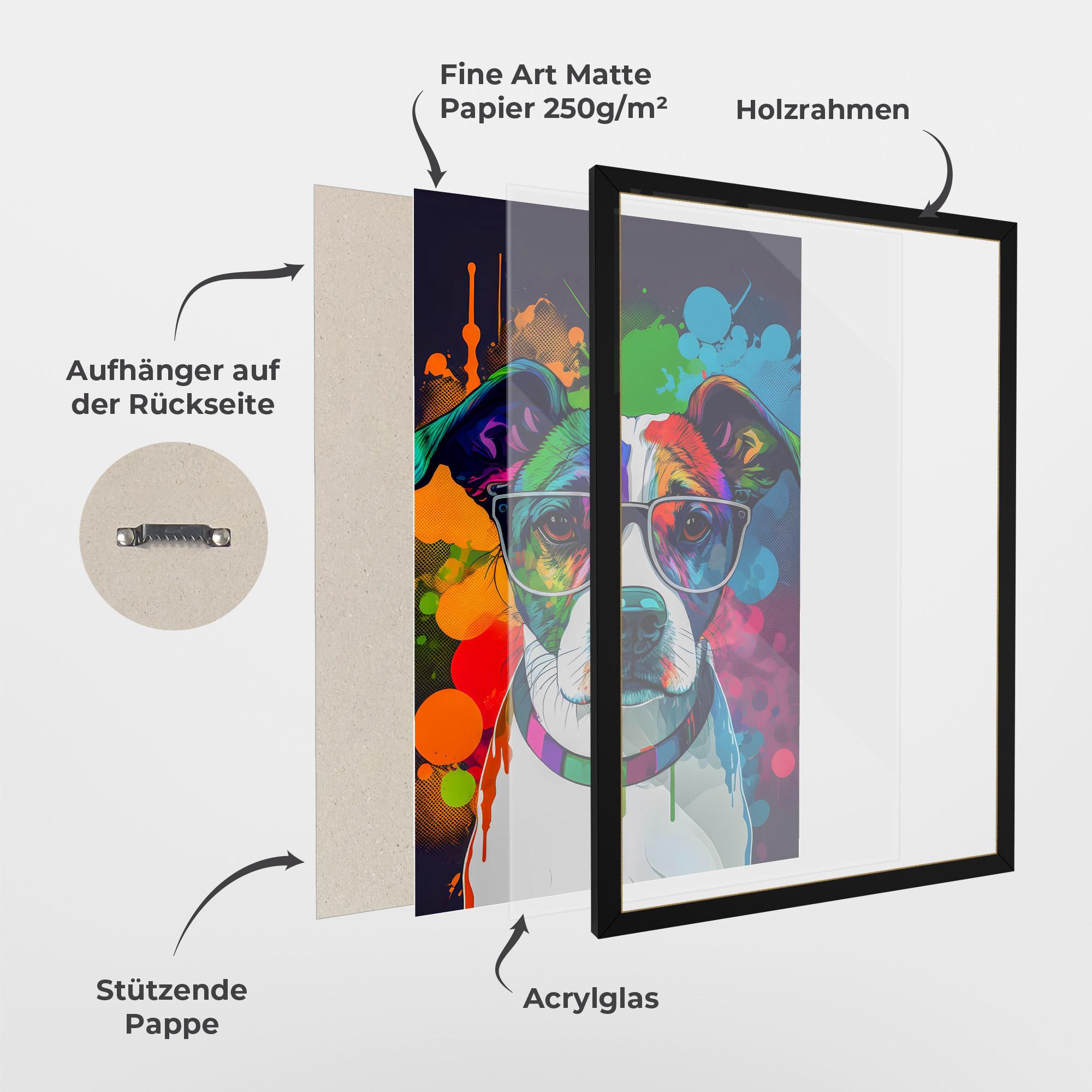 Gerahmte Poster Colorful Dog mockup 1