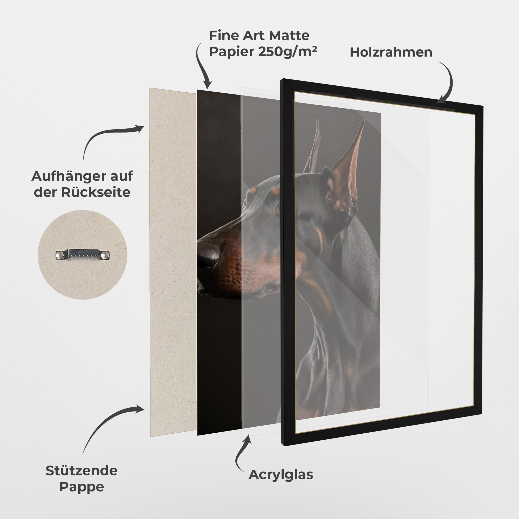 Gerahmte Poster Doberman Dog Portrait mockup 1