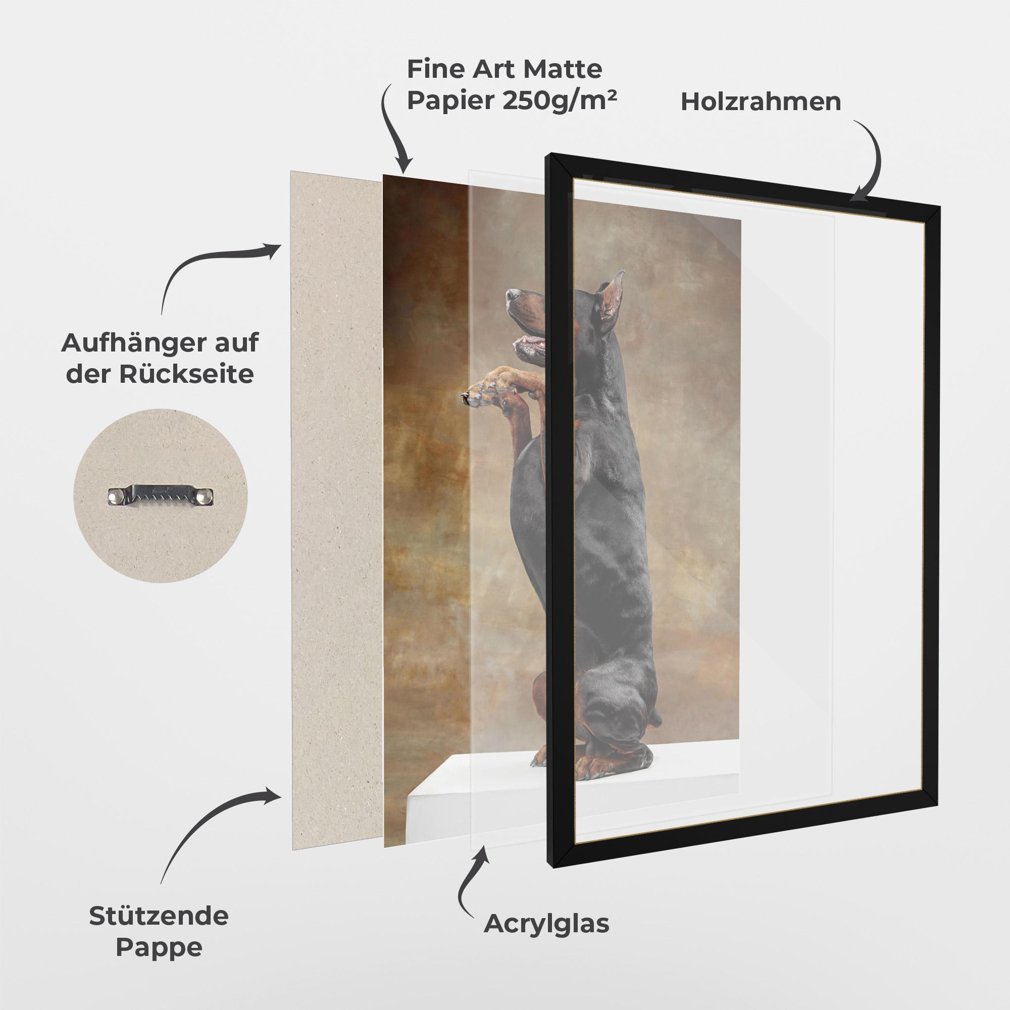 Gerahmte Poster Doberman Standing mockup 1