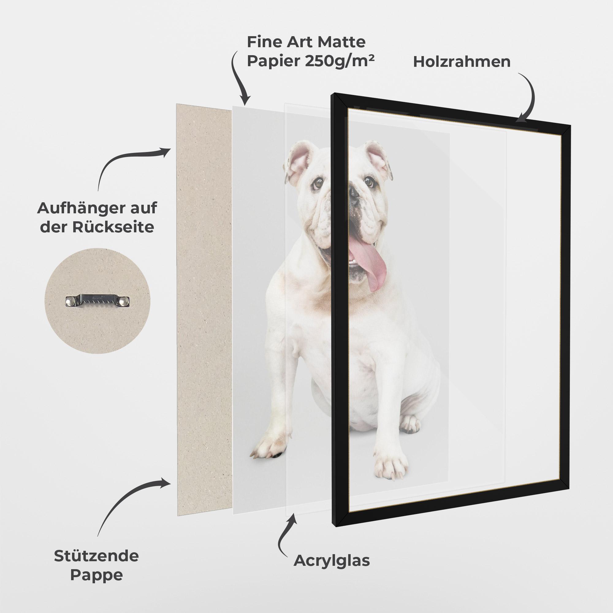Gerahmte Poster Happy White Dog mockup 1