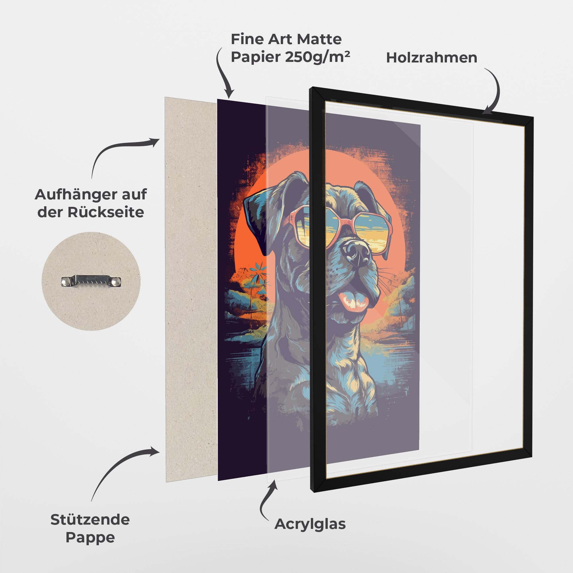 Gerahmte Poster Sunset Dog mockup 1