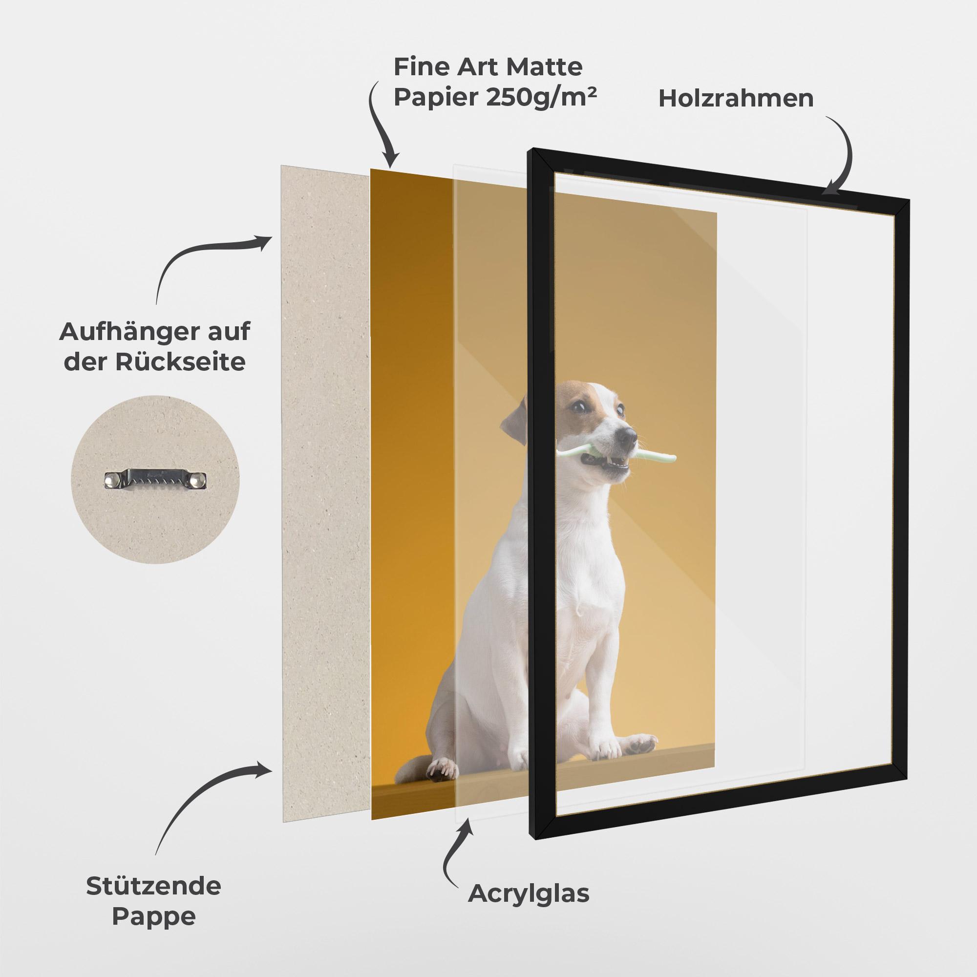 Gerahmte Poster Toothbrush Dog mockup 1