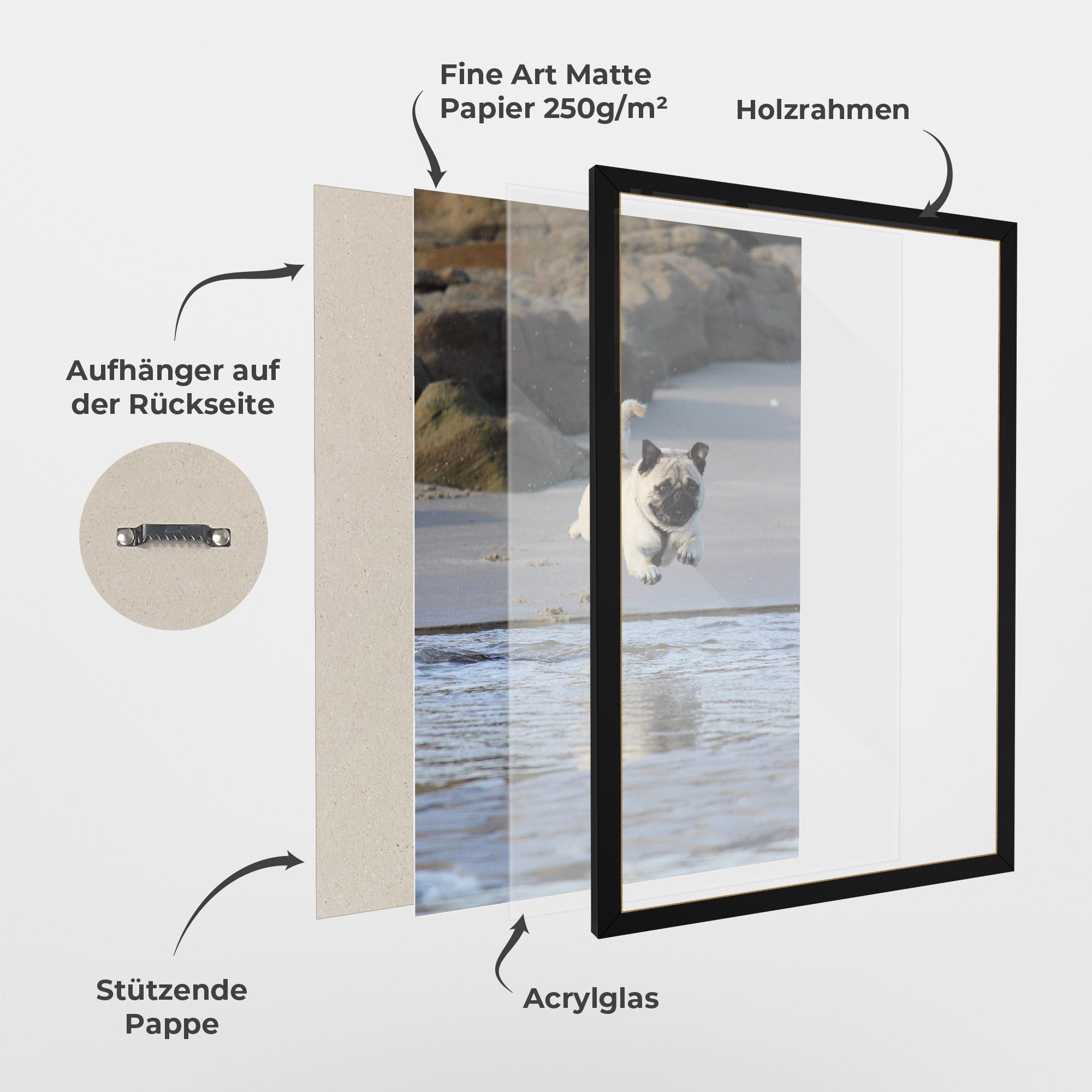 Gerahmte Poster Water Pug mockup 1