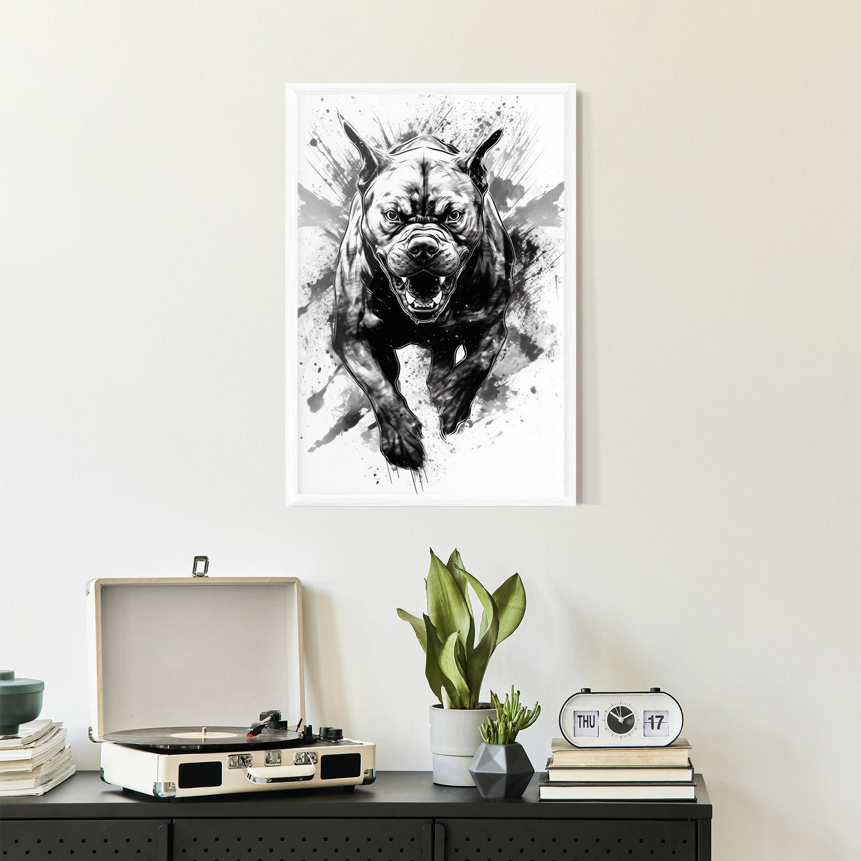 Gerahmte Poster Angry Dog Jump mockup 2