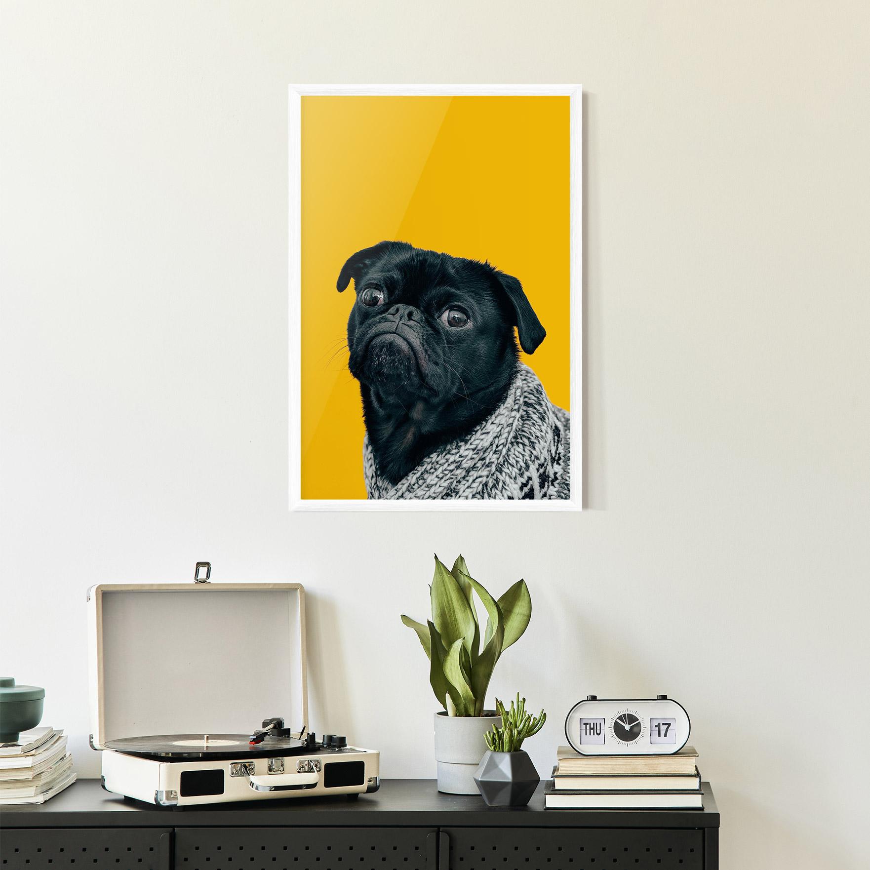 Gerahmte Poster Black Pug mockup 2