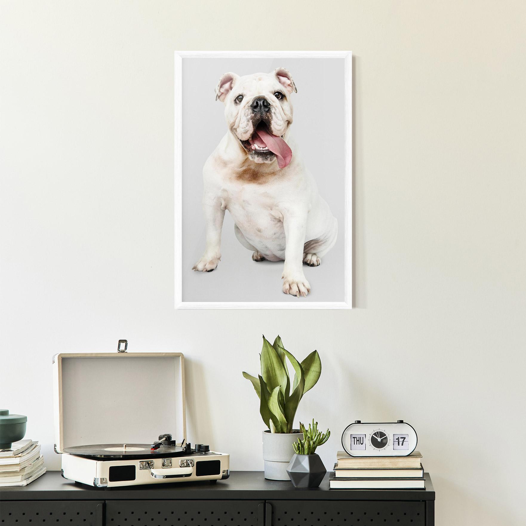 Gerahmte Poster Happy White Dog mockup 2