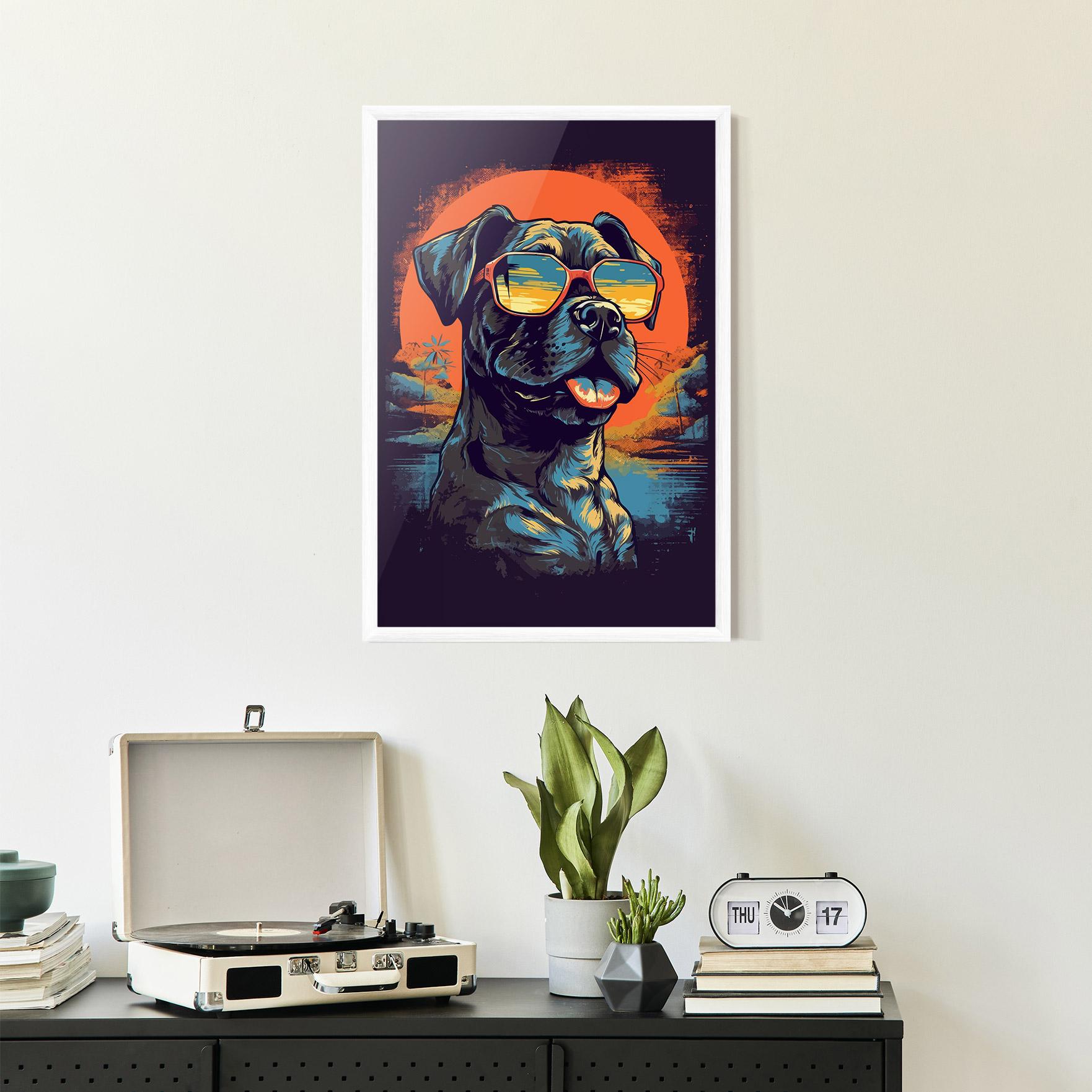 Gerahmte Poster Sunset Dog mockup 2