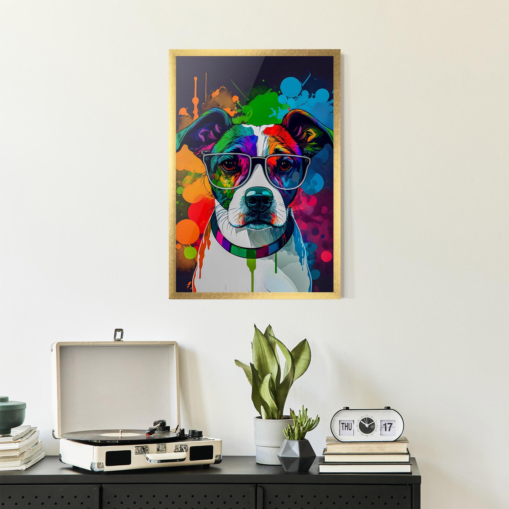 Gerahmte Poster Colorful Dog mockup 2