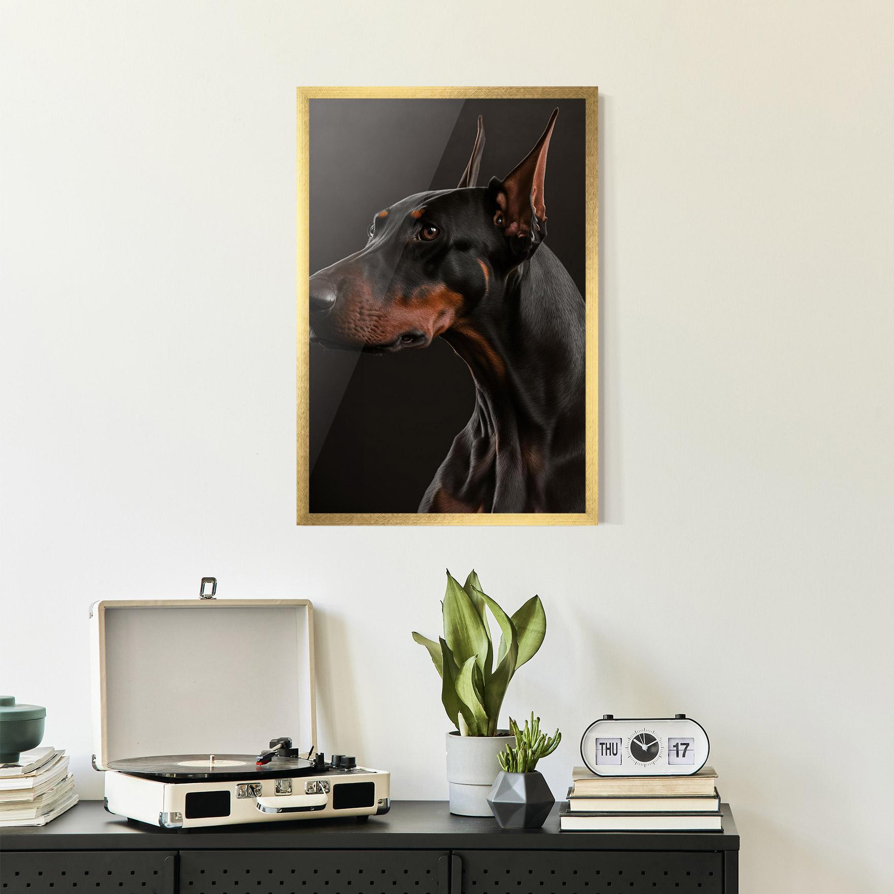 Gerahmte Poster Doberman Dog Portrait mockup 2