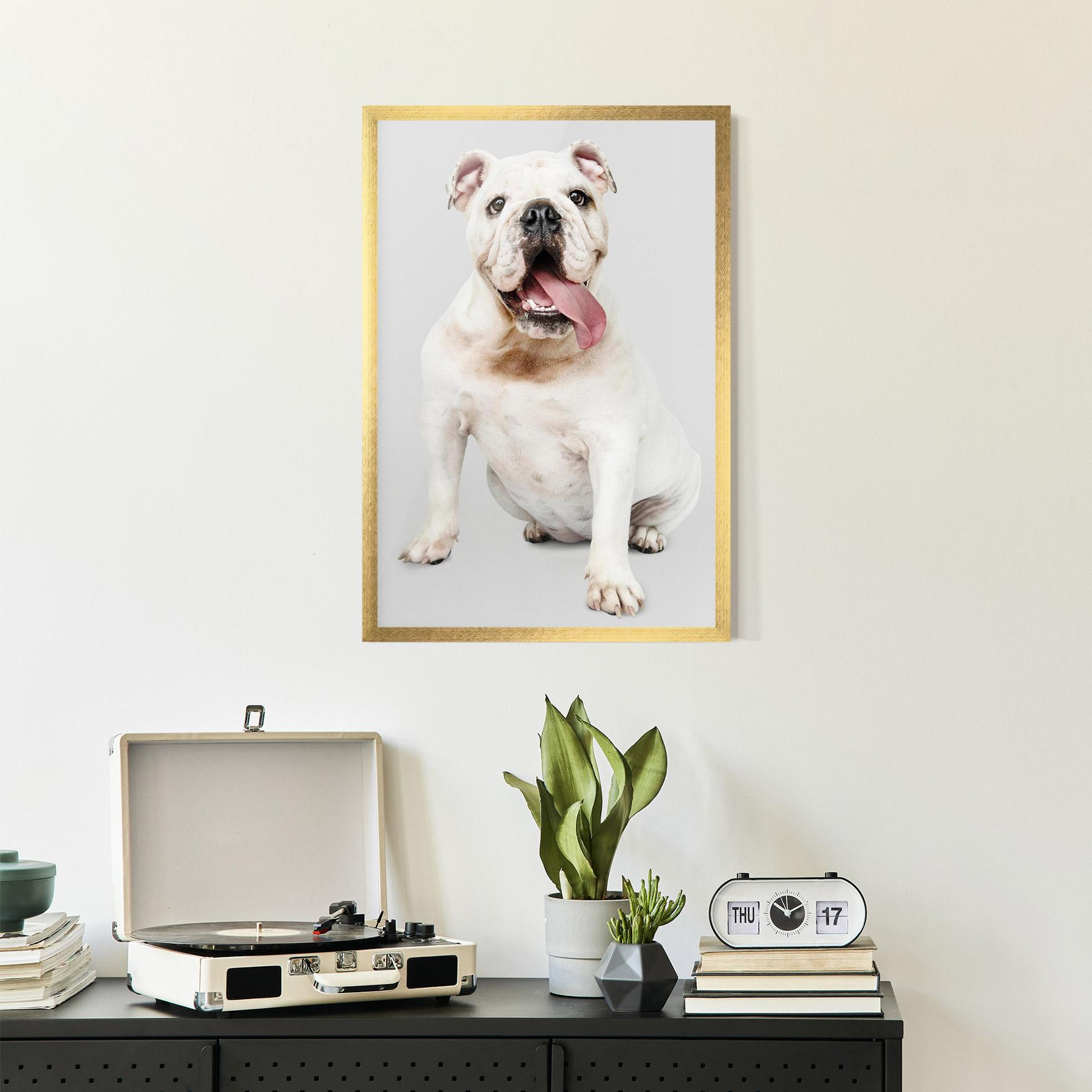 Gerahmte Poster Happy White Dog mockup 2