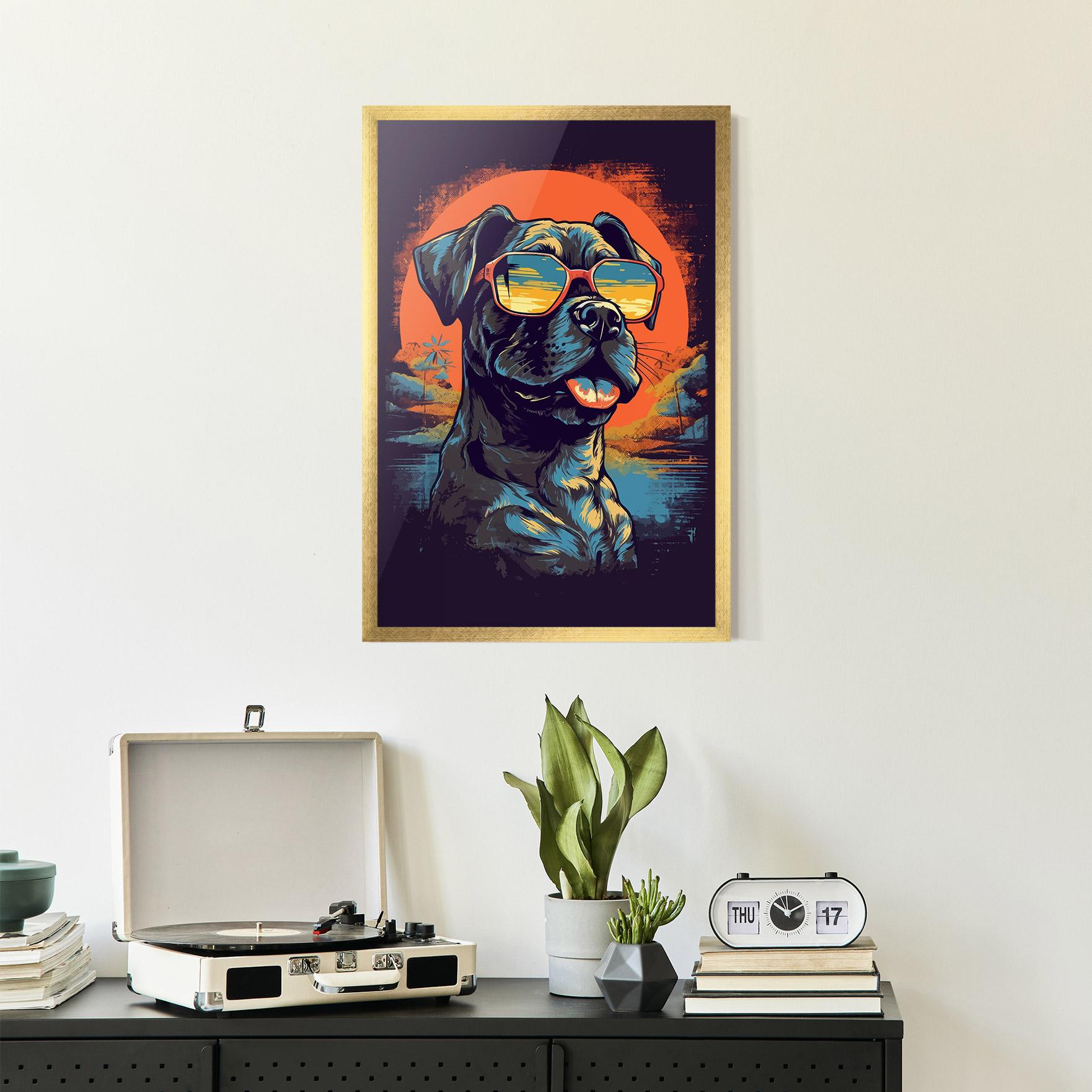 Gerahmte Poster Sunset Dog mockup 2