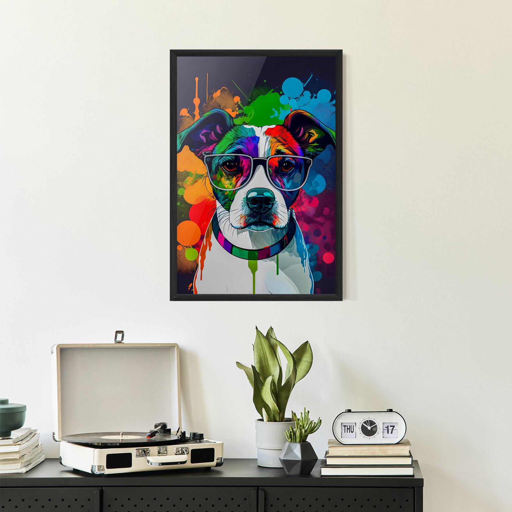 Gerahmte Poster Colorful Dog mockup 2