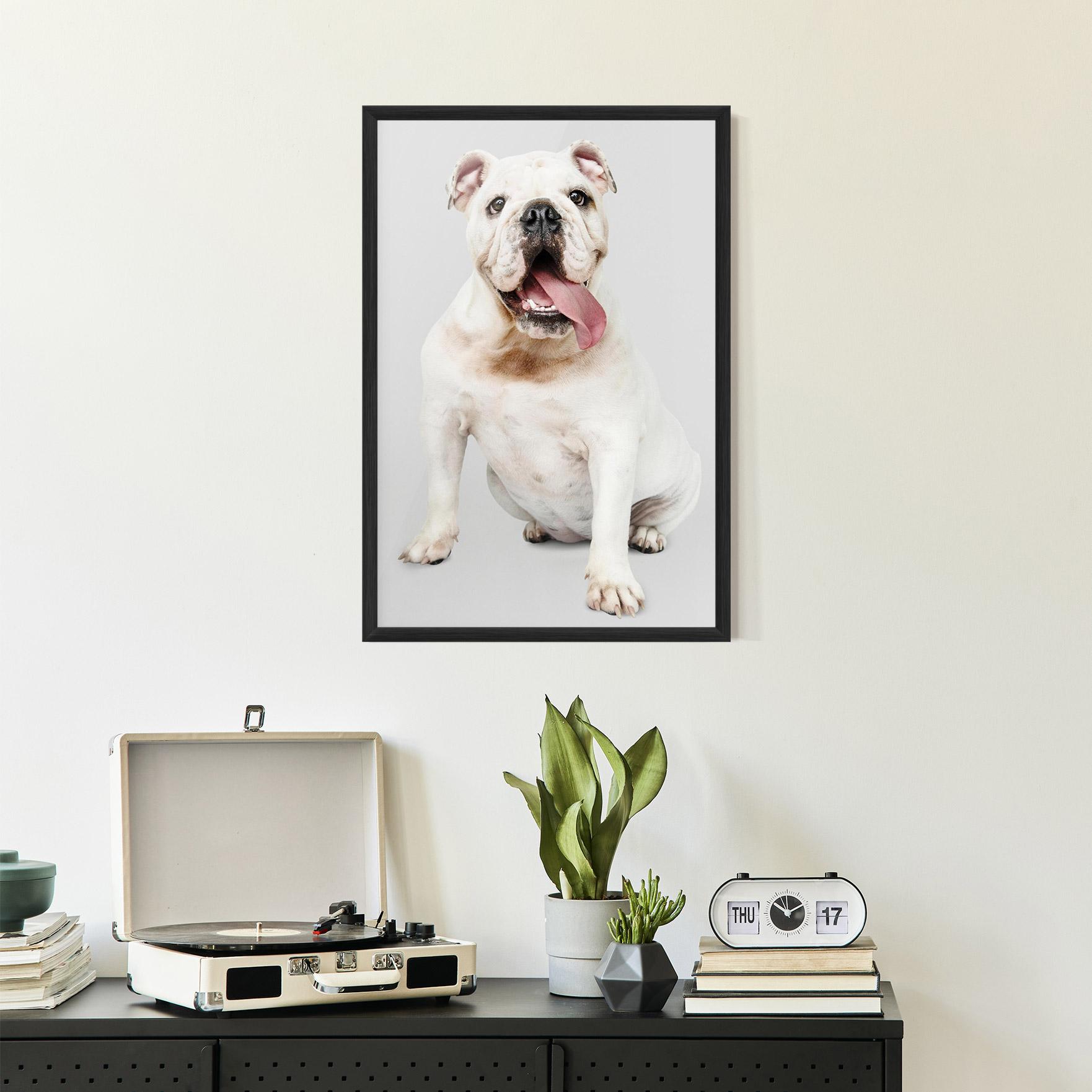 Gerahmte Poster Happy White Dog mockup 2