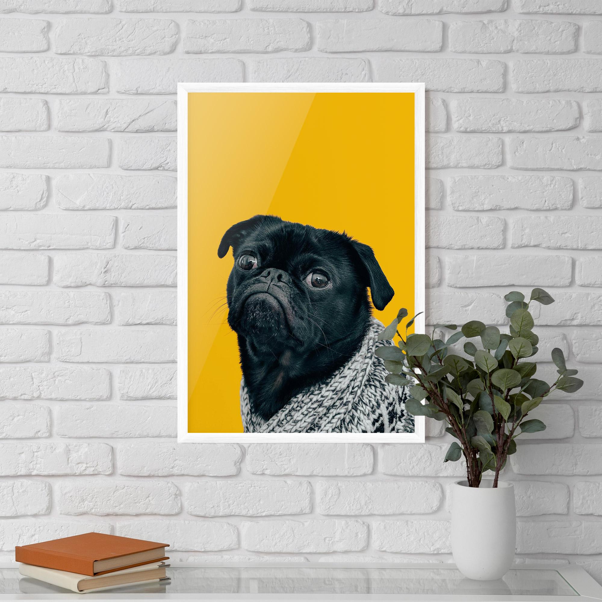 Gerahmte Poster Black Pug mockup 5