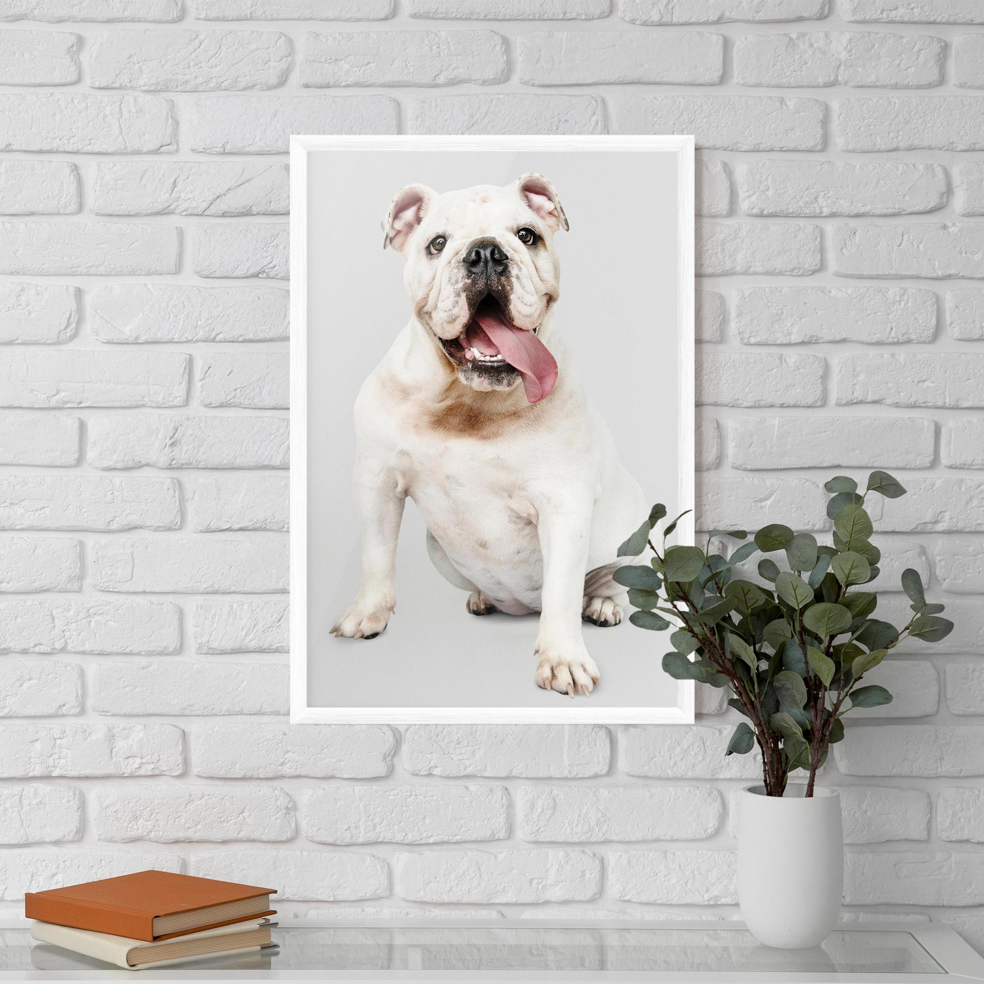 Gerahmte Poster Happy White Dog mockup 5