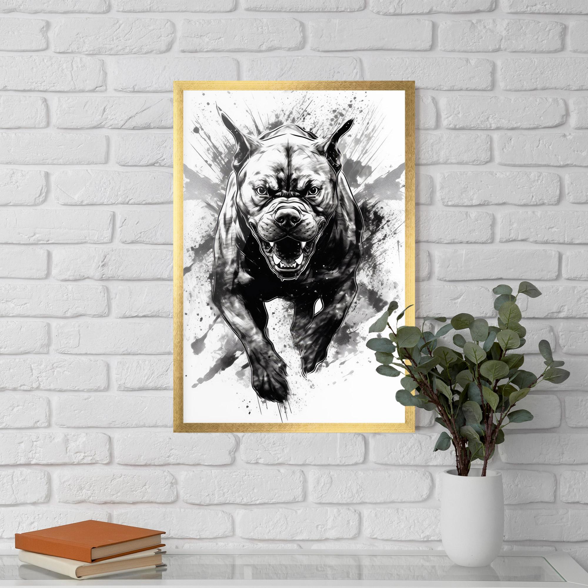 Gerahmte Poster Angry Dog Jump mockup 5