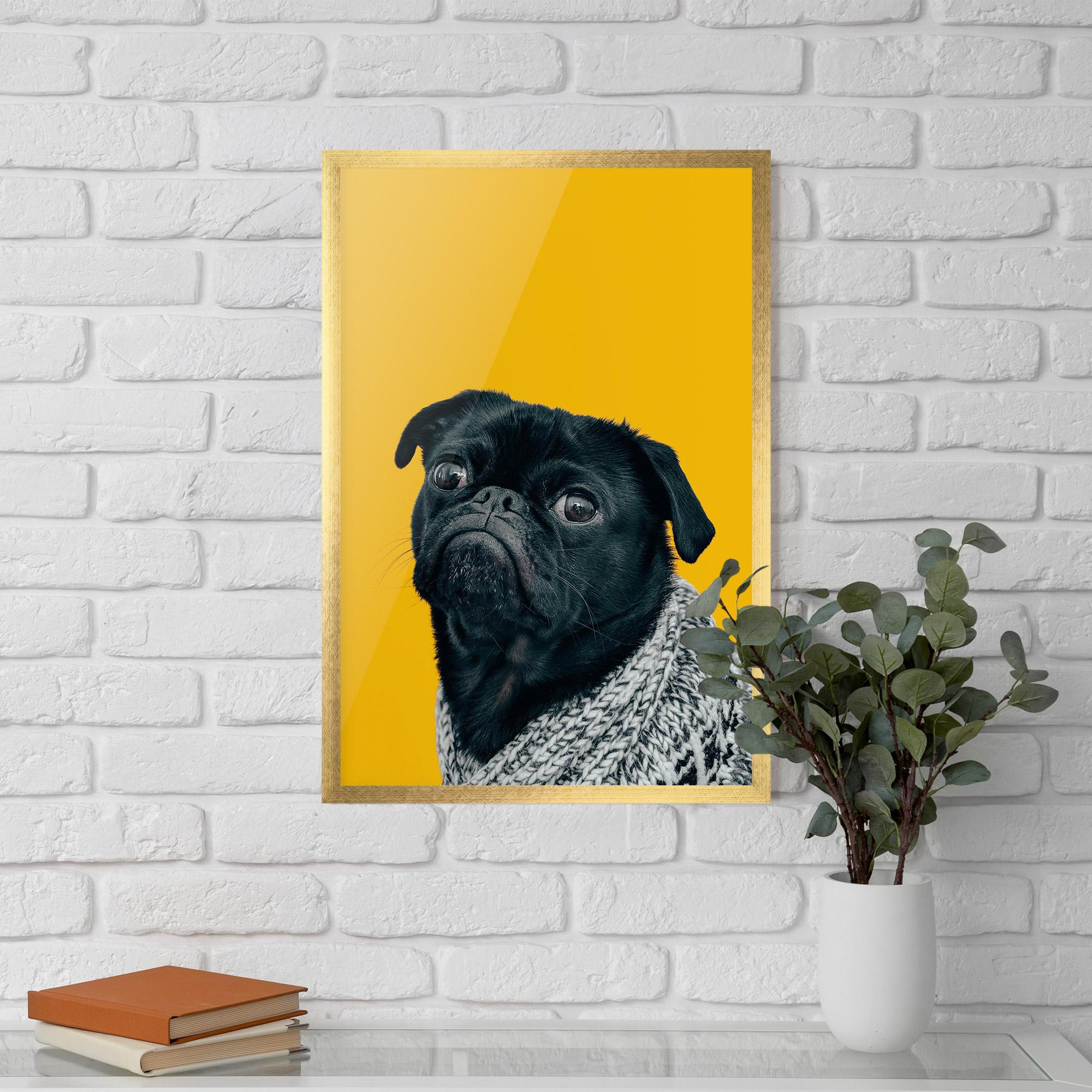 Gerahmte Poster Black Pug mockup 5