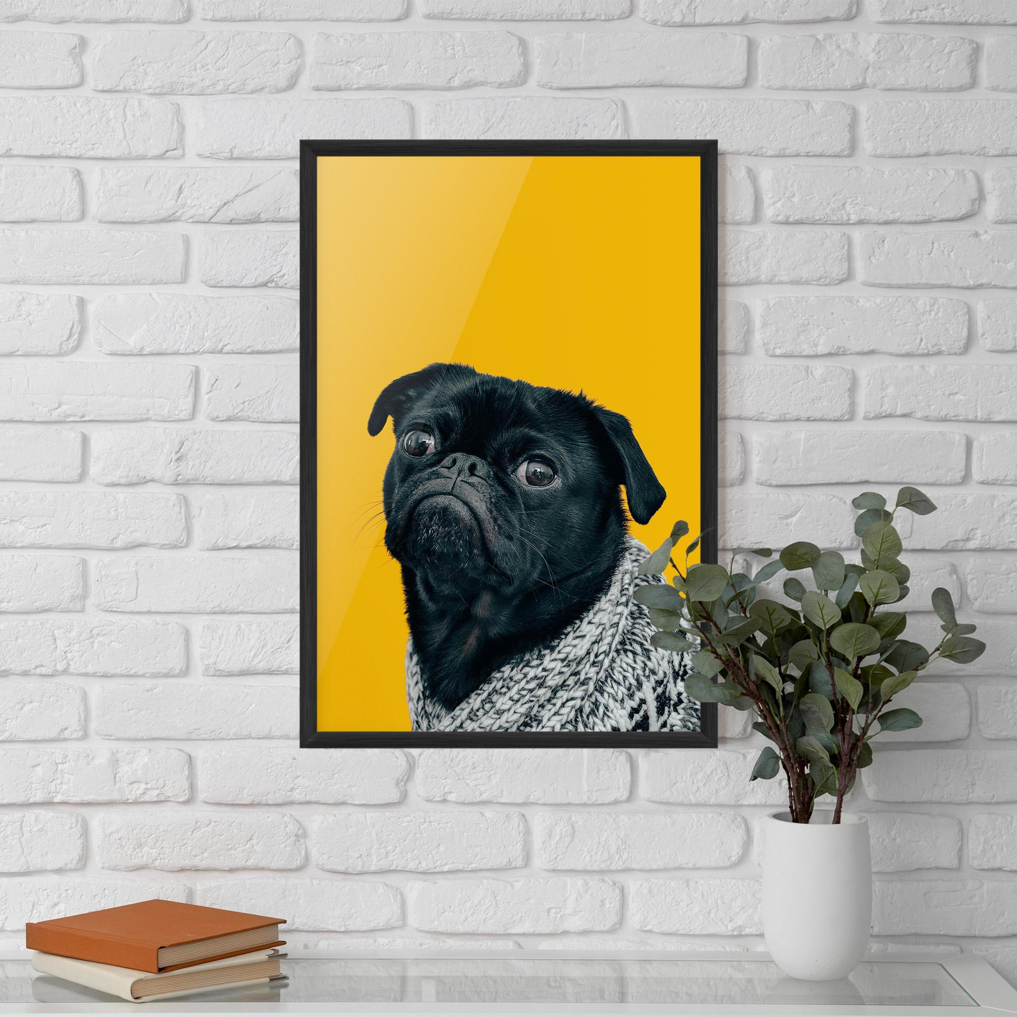 Gerahmte Poster Black Pug mockup 5