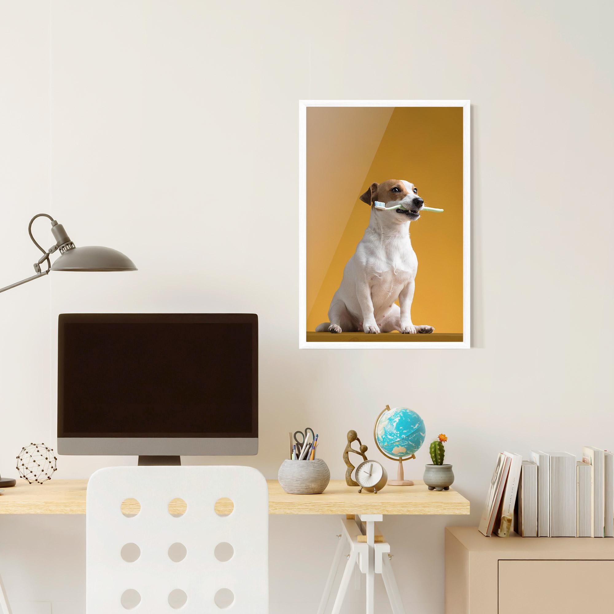 Gerahmte Poster Toothbrush Dog mockup 6