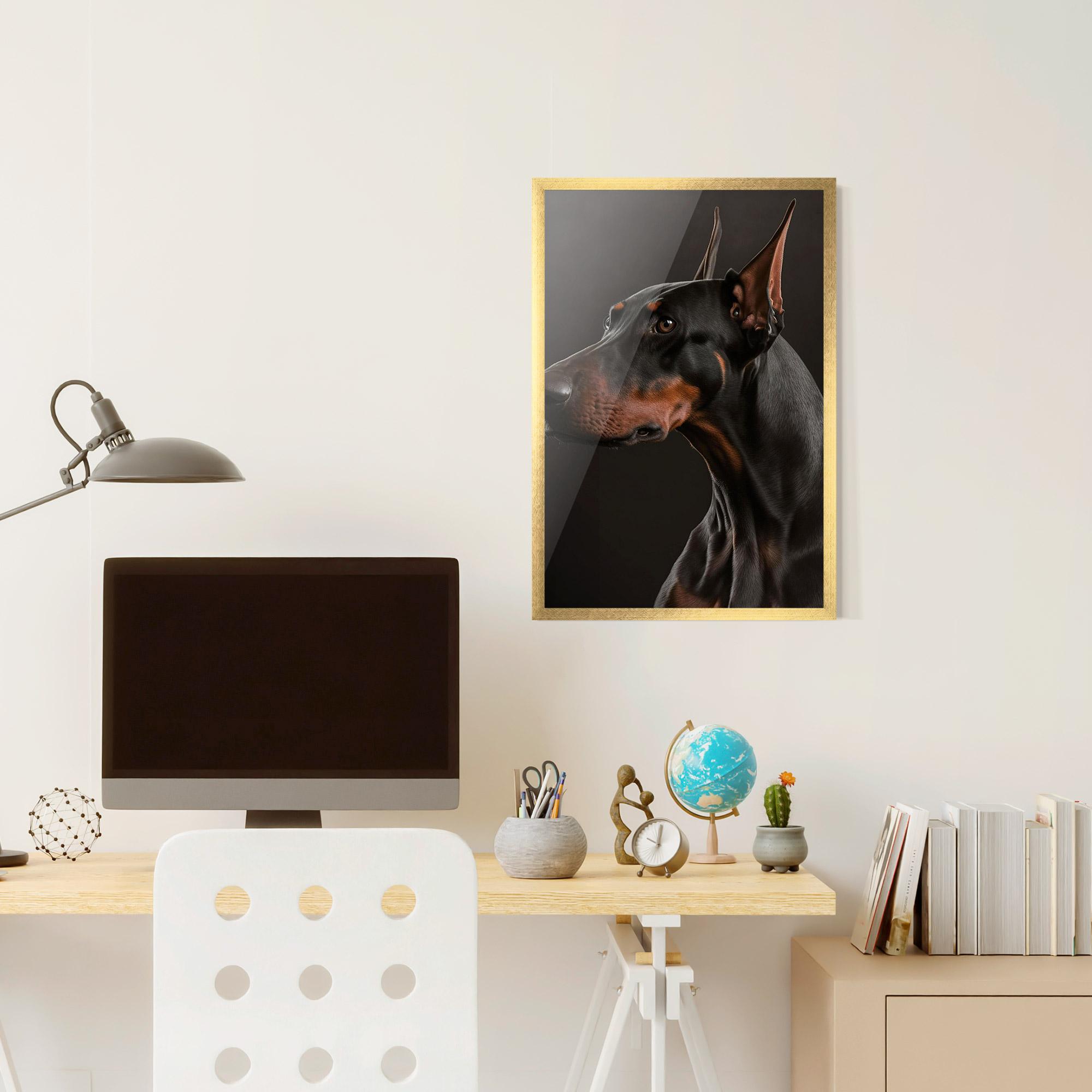 Gerahmte Poster Doberman Dog Portrait mockup 6