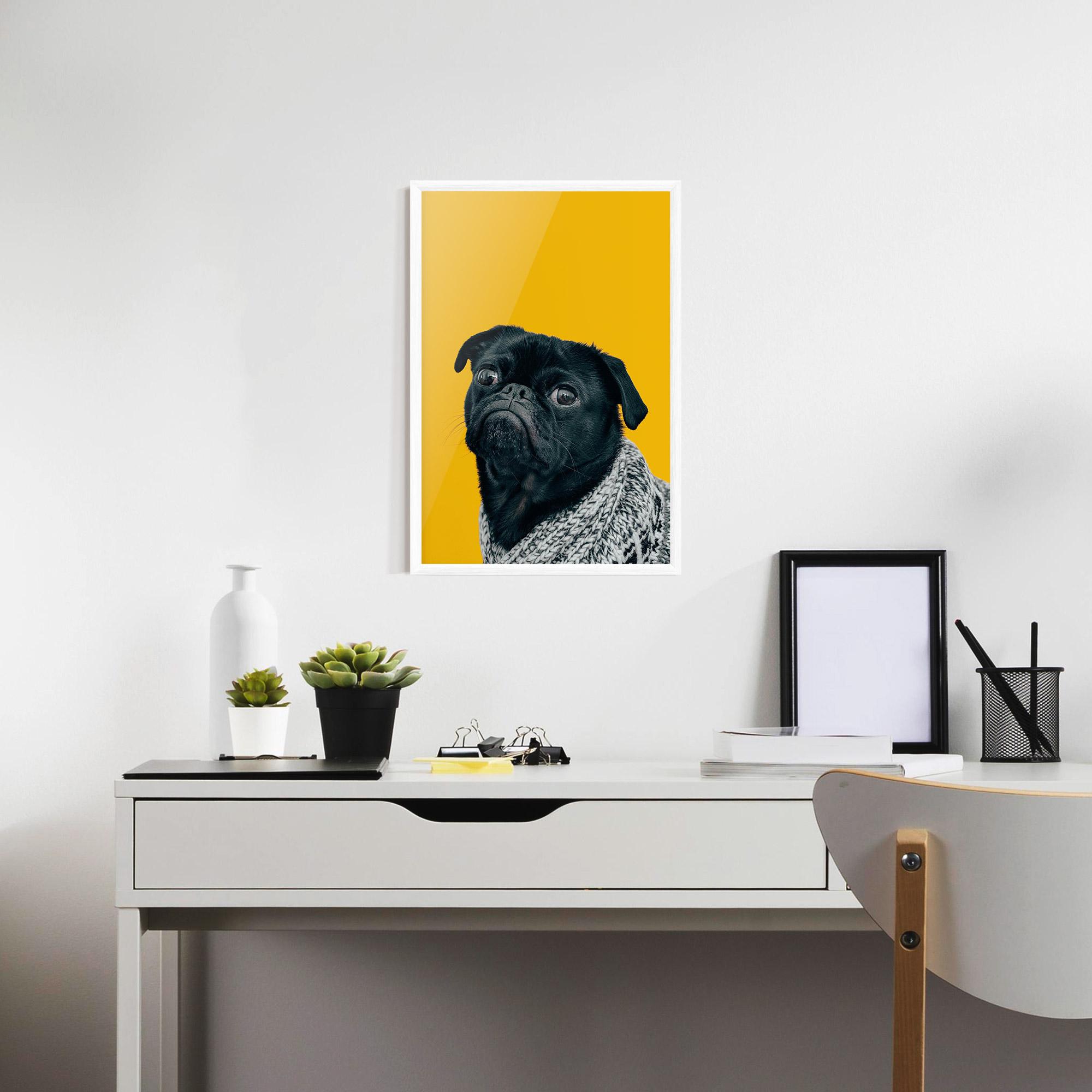 Gerahmte Poster Black Pug mockup 7