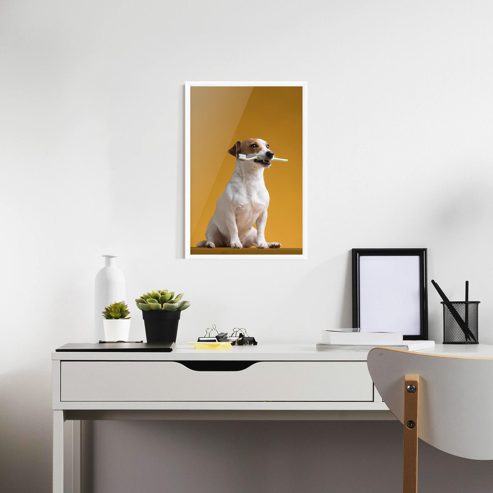 Gerahmte Poster Toothbrush Dog mockup 7